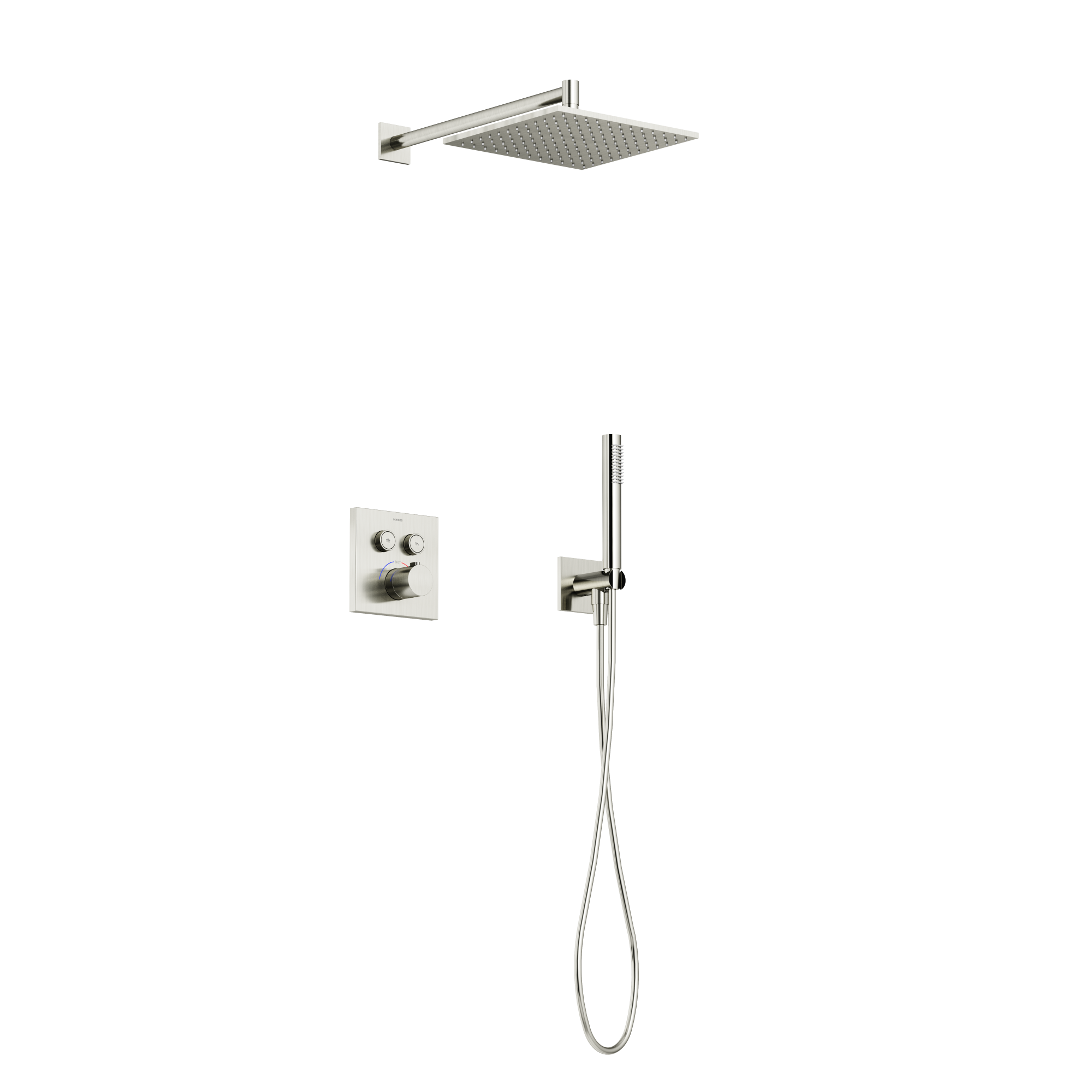 Душевой комплект с термостатом SANCOS Linn, с внутренней частью, брашированный никель, PVD покрытие, арт. SC9022BN Душевой комплект с термостатом SANCOS Linn, с внутренней частью, брашированный никель, PVD покрытие, арт. SC9022BN