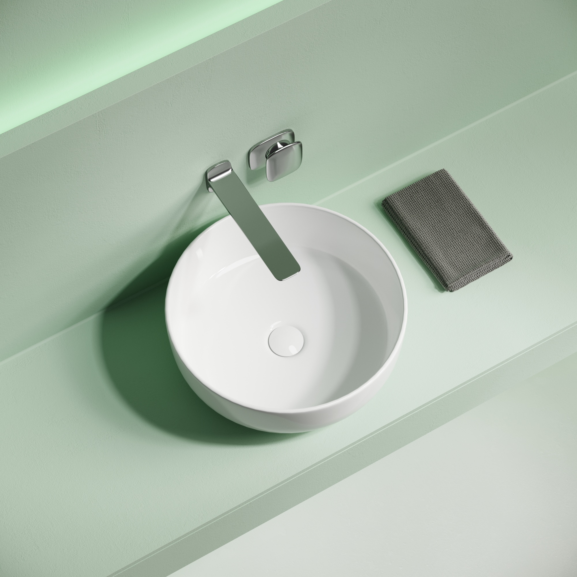 Раковина накладная taycan, круглая, диаметр 375 мм, высота 140 мм, белая Раковина накладная taycan, круглая, диаметр 375 мм, высота 140 мм, белая