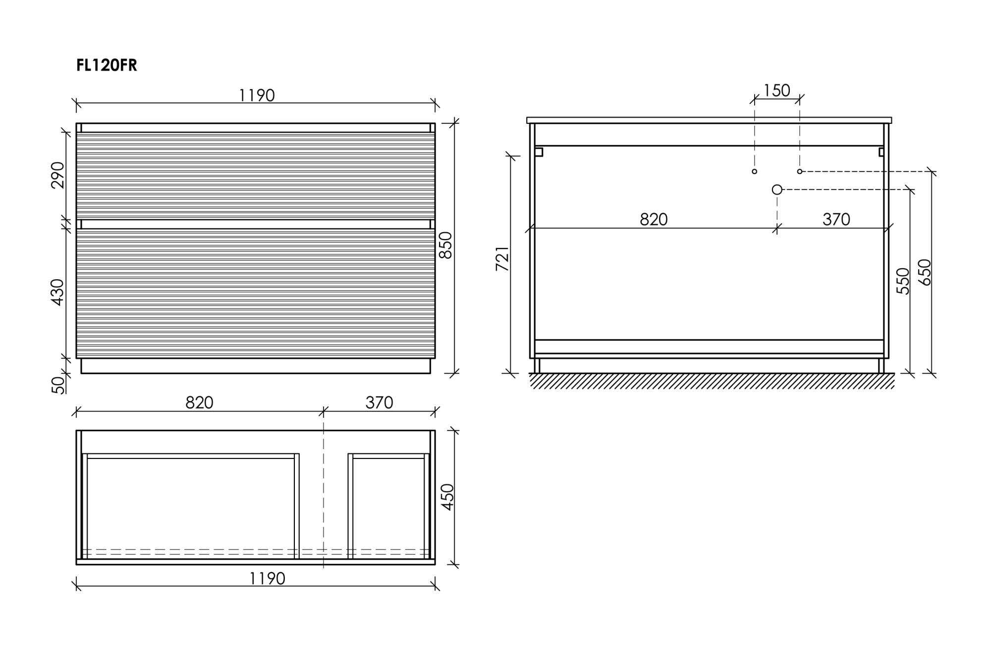 Тумба напольная SANCOS Folk Floor правая 1190х445х850, c двумя ящиками оснащенными доводчиками, Капучино, арт.FL120FRCP