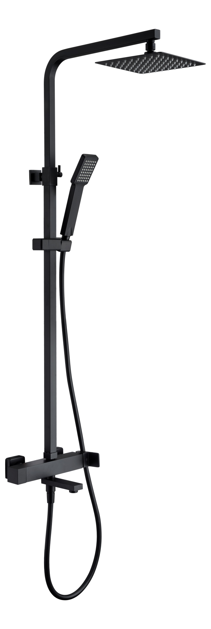 Душевая система настенная для ванны/душа с изливом верхним душем и лейкой imex fiyi bdf016-b/ng matt black