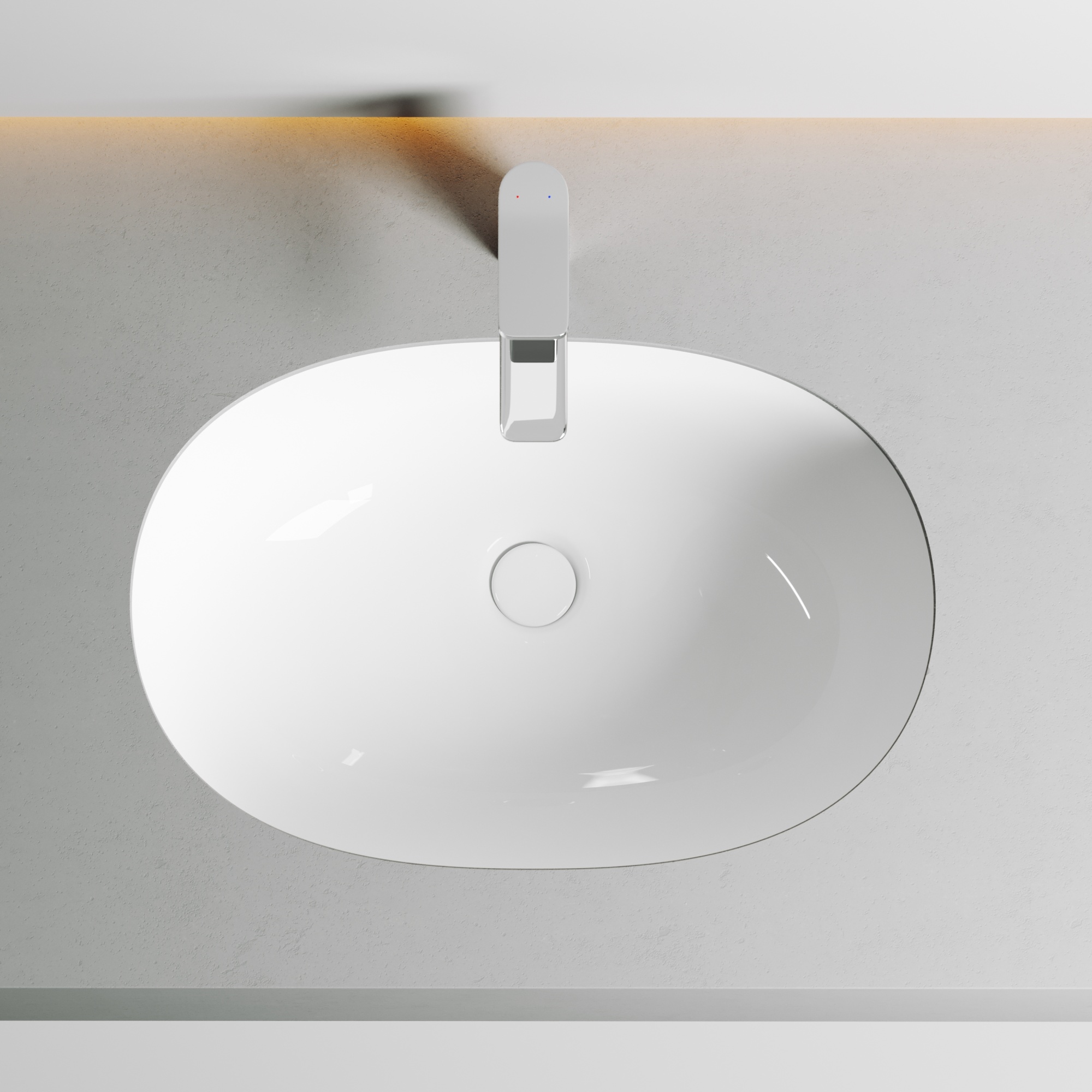 Умывальник овальный встраиваемый под столешницу element 565x385x210мм, с крепежом и шаблоном для установки