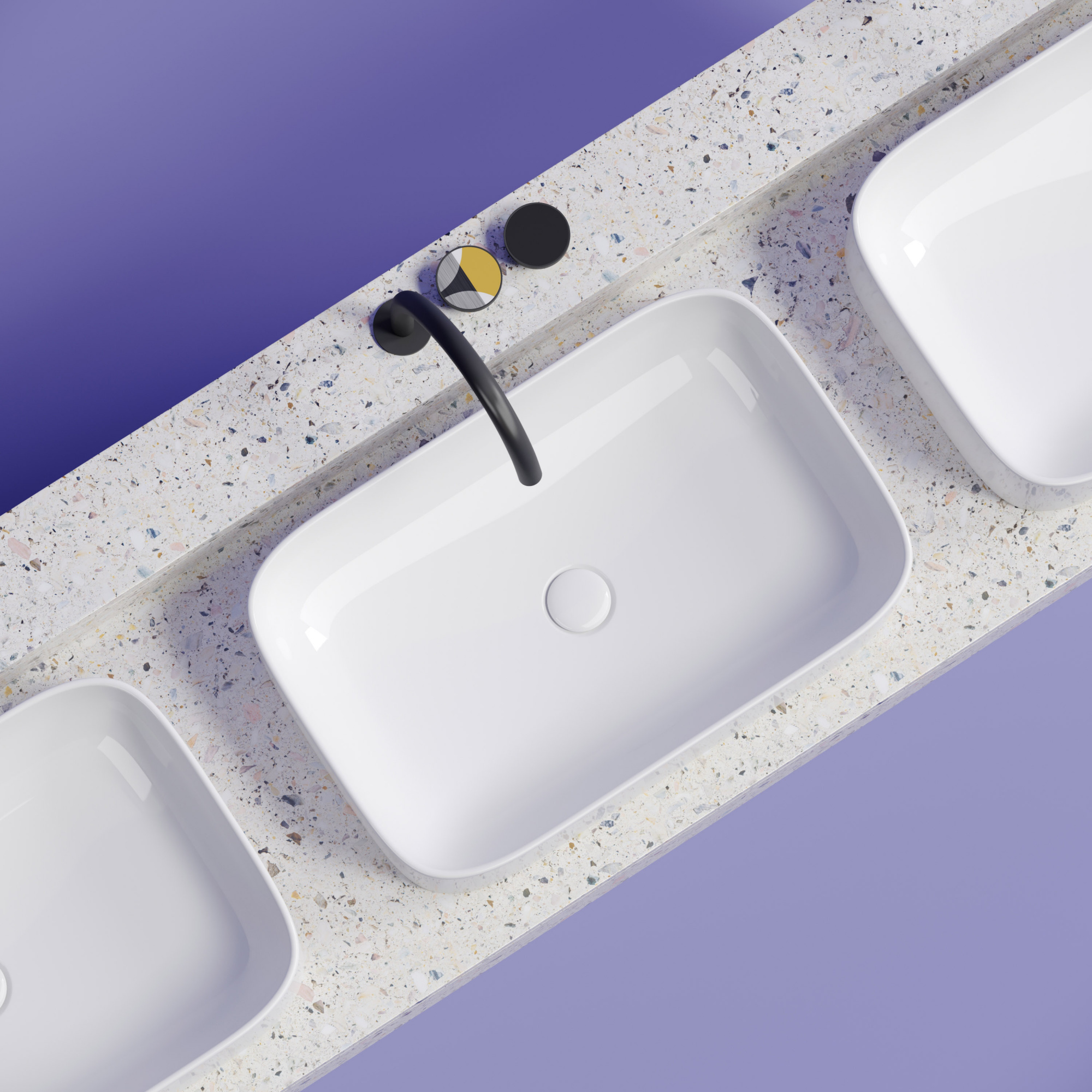 Умывальник чаша накладная прямоугольная element 605x380x150мм