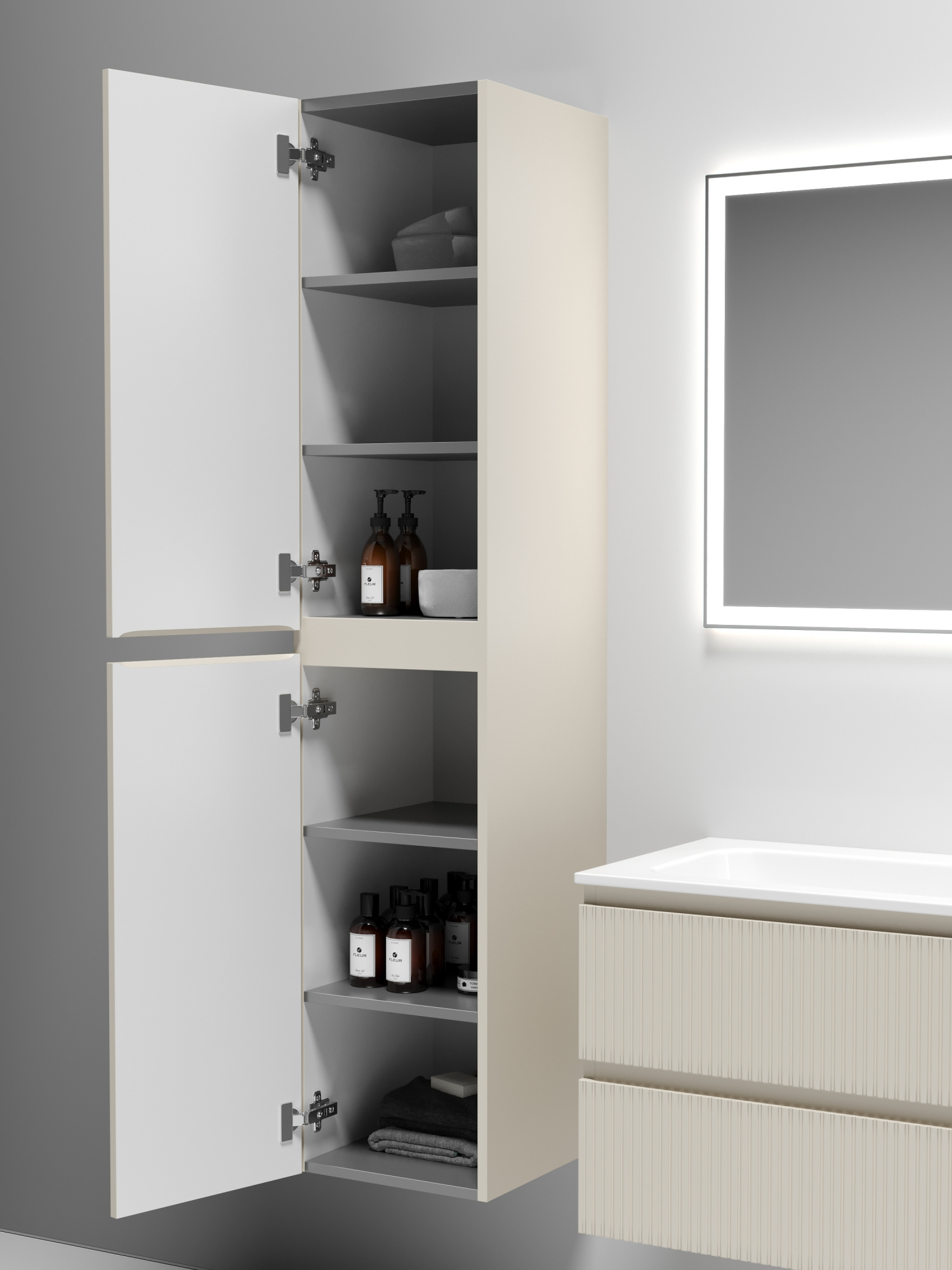 Шкаф-пенал sancos snob t подвесной beige soft, 350х350х1650 мм, арт. psnt35ce