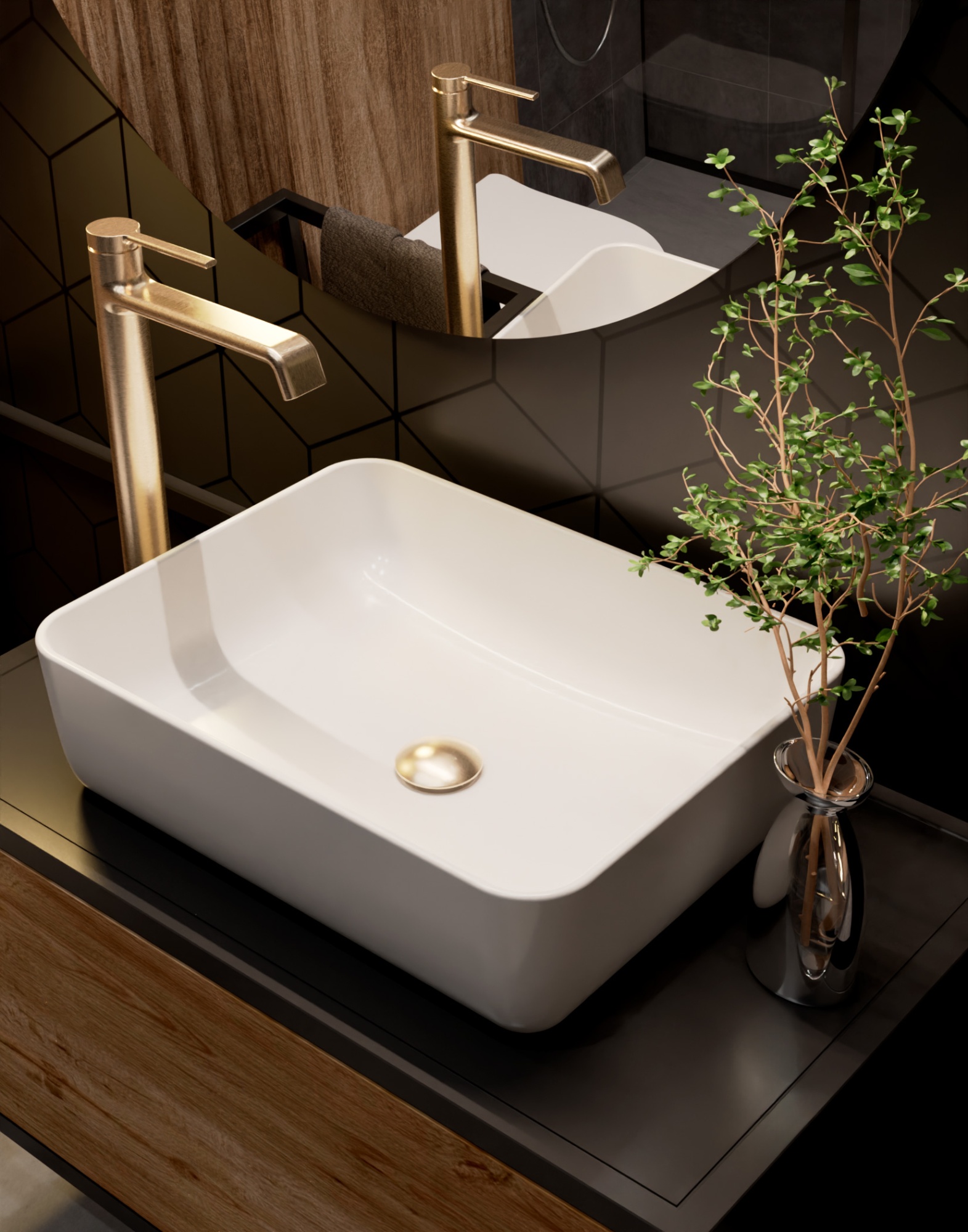 Aqm6414bg asti смеситель для раковины однорычажный, brushed gold