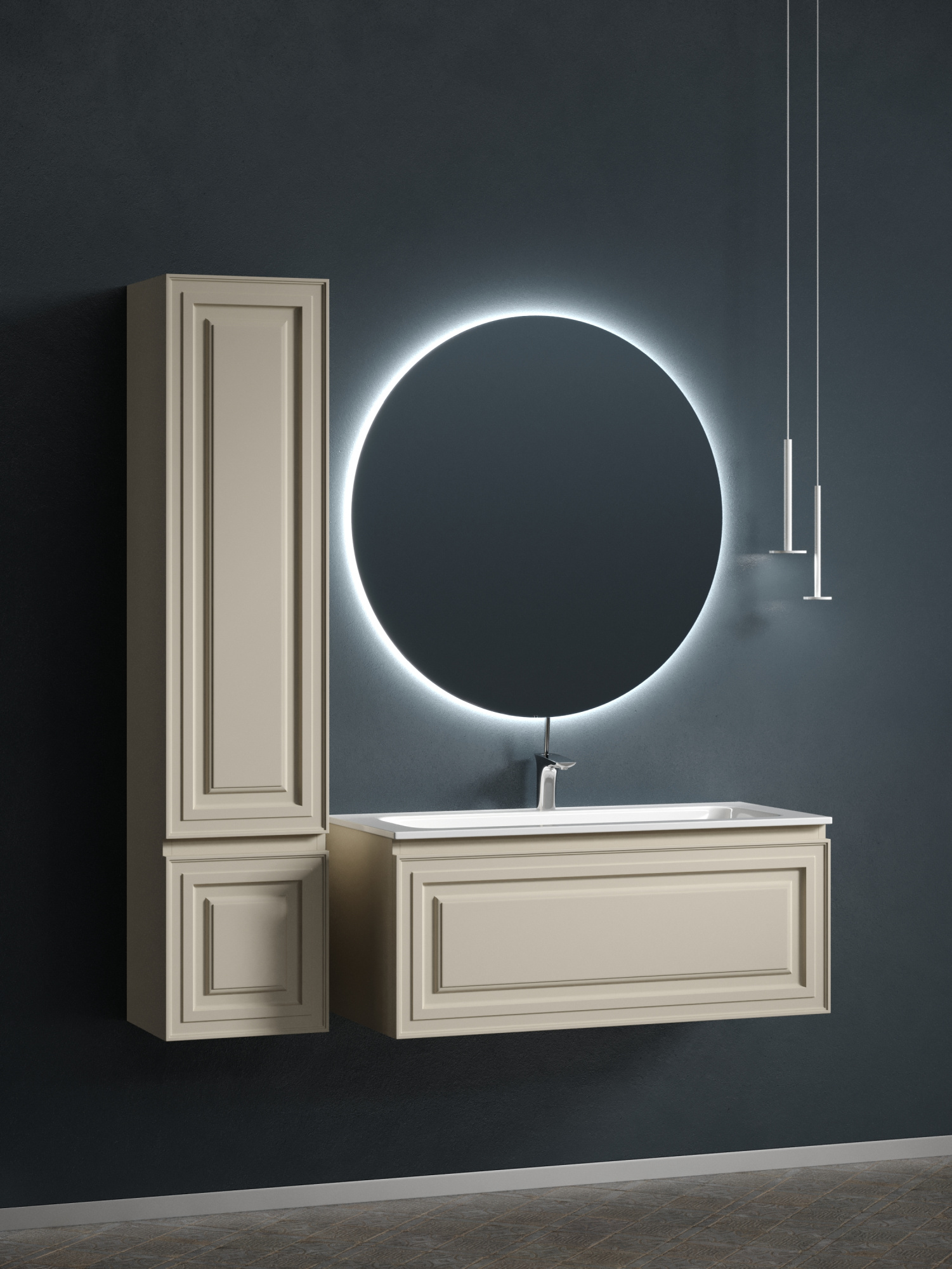 Тумба подвесная sancos very 995х445х406, c одним  ящиком оснащенным доводчиками, beige soft , арт.vr100ce