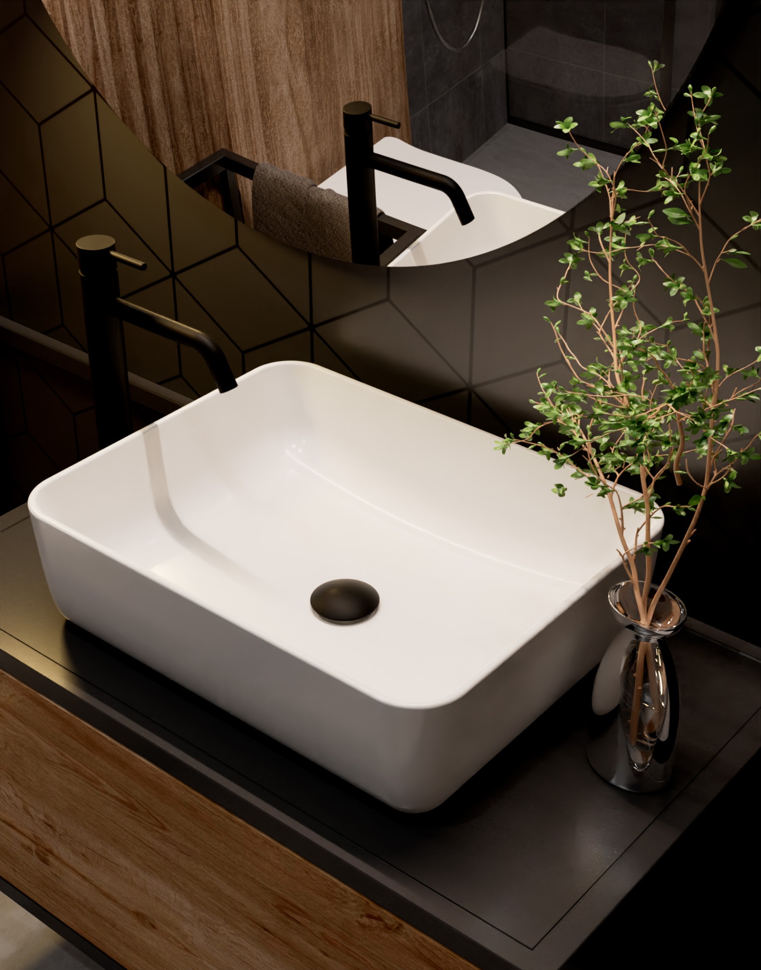 Aqm 6214mb siena смеситель для раковины однорычажный 210мм, черный матовый