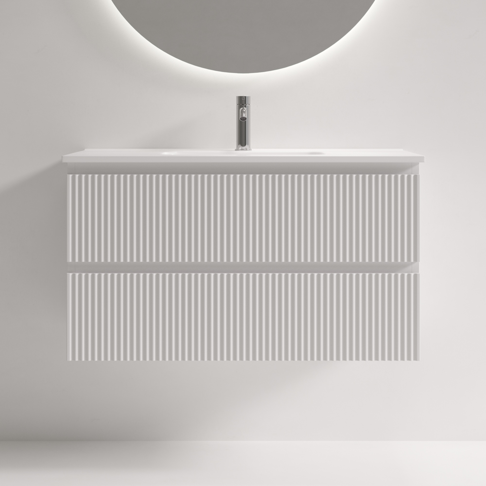 Тумба подвесная SANCOS Snob R 890х390х500, c двумя ящиками оснащенными доводчиками, Bianco, арт.SNR90/39W