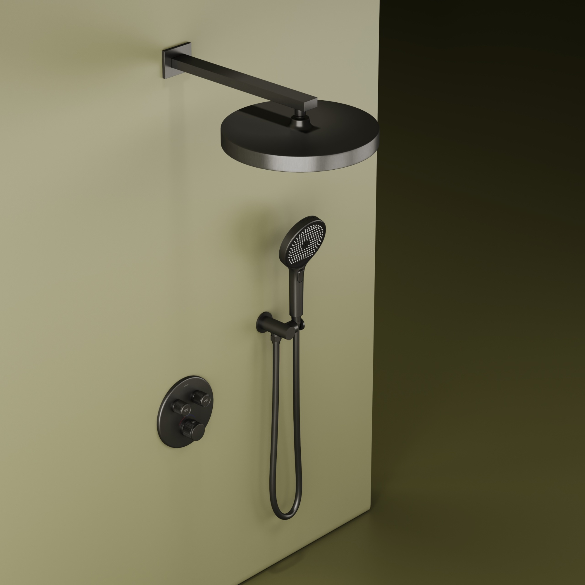 Душевой комплект sancos space встраиваемый c термостатическим смесителем, цвет вороненая сталь , арт. sc3006gmg Душевой комплект sancos space встраиваемый c термостатическим смесителем, цвет вороненая сталь , арт. sc3006gmg