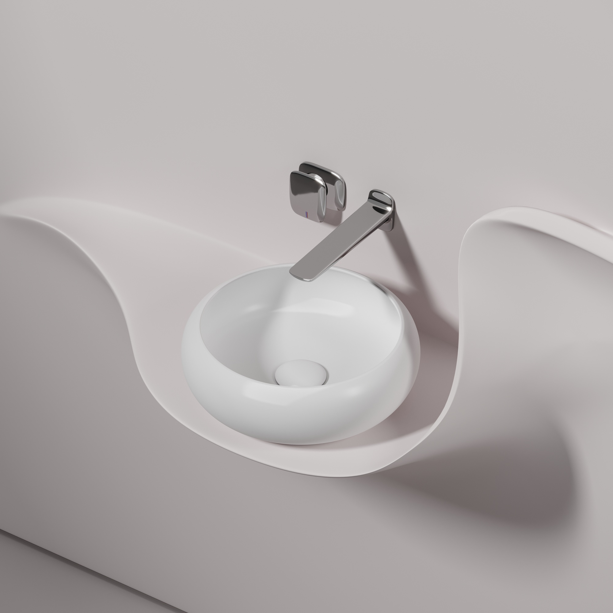 Умывальник чаша накладная круглая (цвет белый матовый) element 360x360x120мм