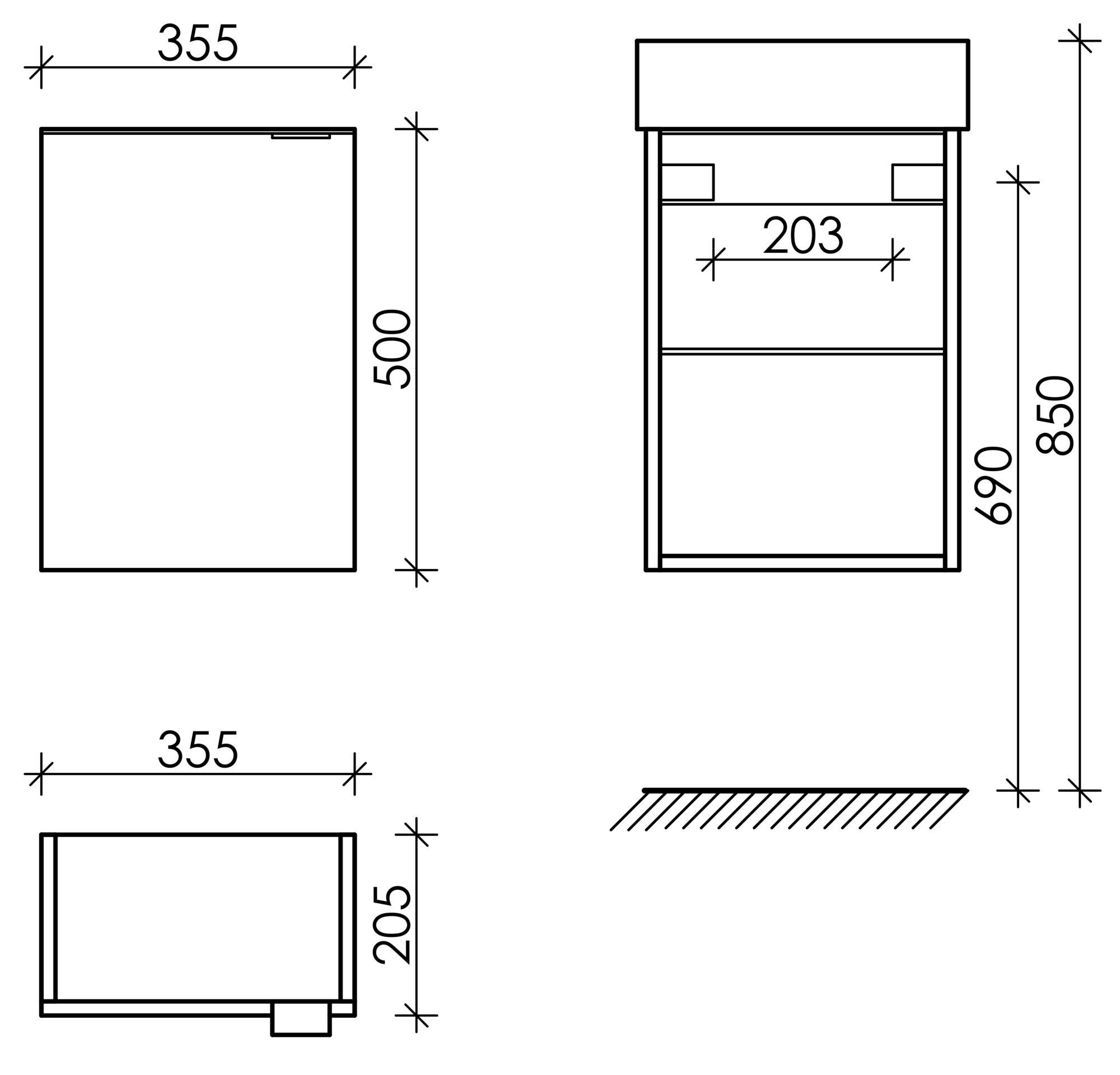 Тумба подвесная sancos mini 355х205х500, с распашной дверцей, внутри 1 полка, белый глянец , арт.mn35wl