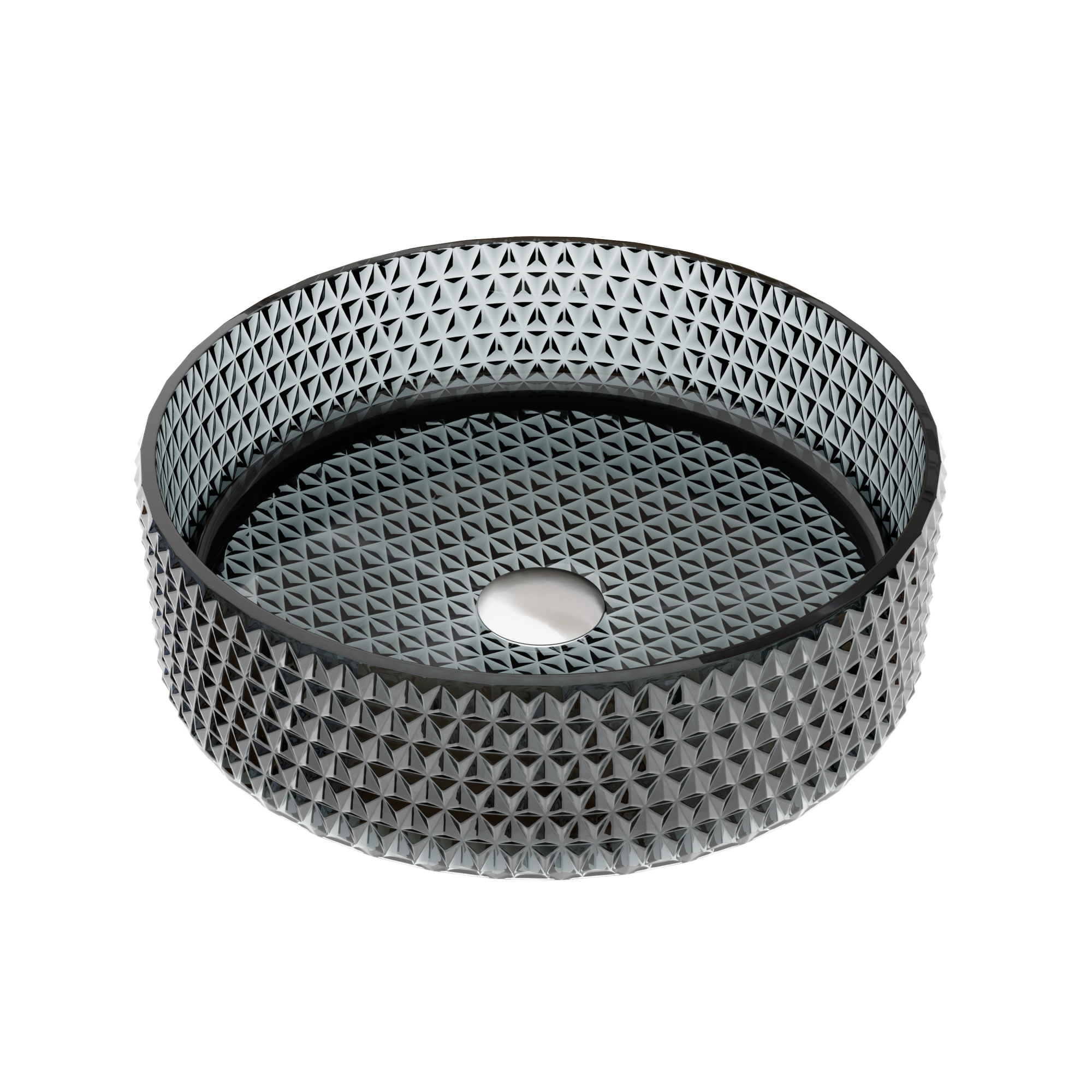 Умывальник чаша накладная круглая (цвет черный) cristal 360x360x112мм