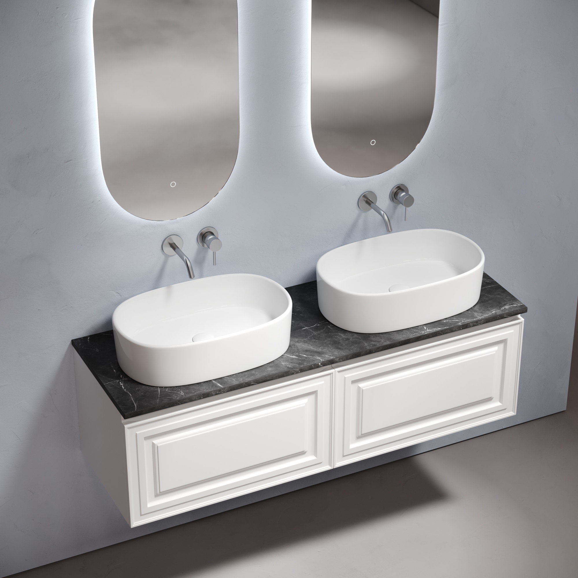 Столешница для ванной комнаты из керамогранита sancos black sky 1600х460 без отверстия под смеситель, арт.tt160a1