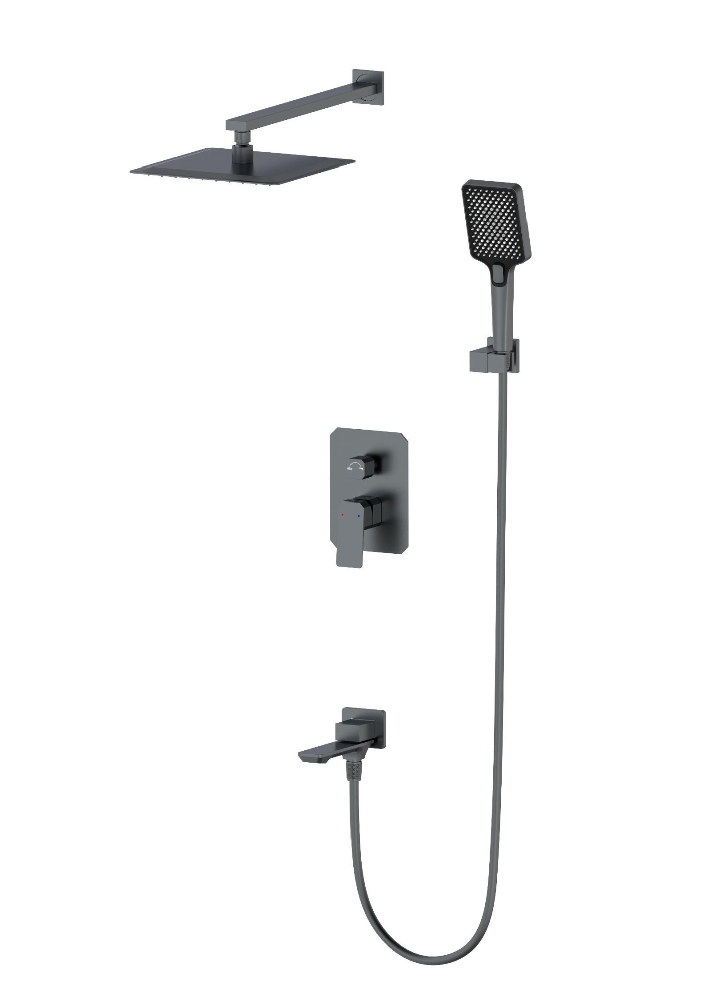 Душевая система встраиваемая wonzon & woghand diamond, темный графит (ww-88939011-bgm)