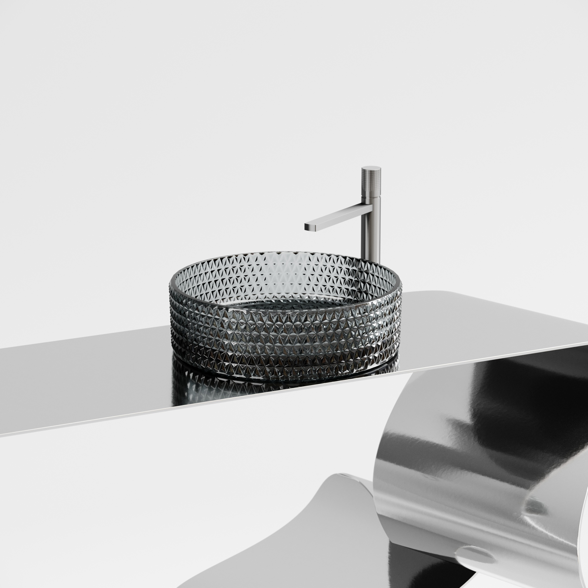 Умывальник чаша накладная круглая (цвет черный) cristal 360x360x112мм