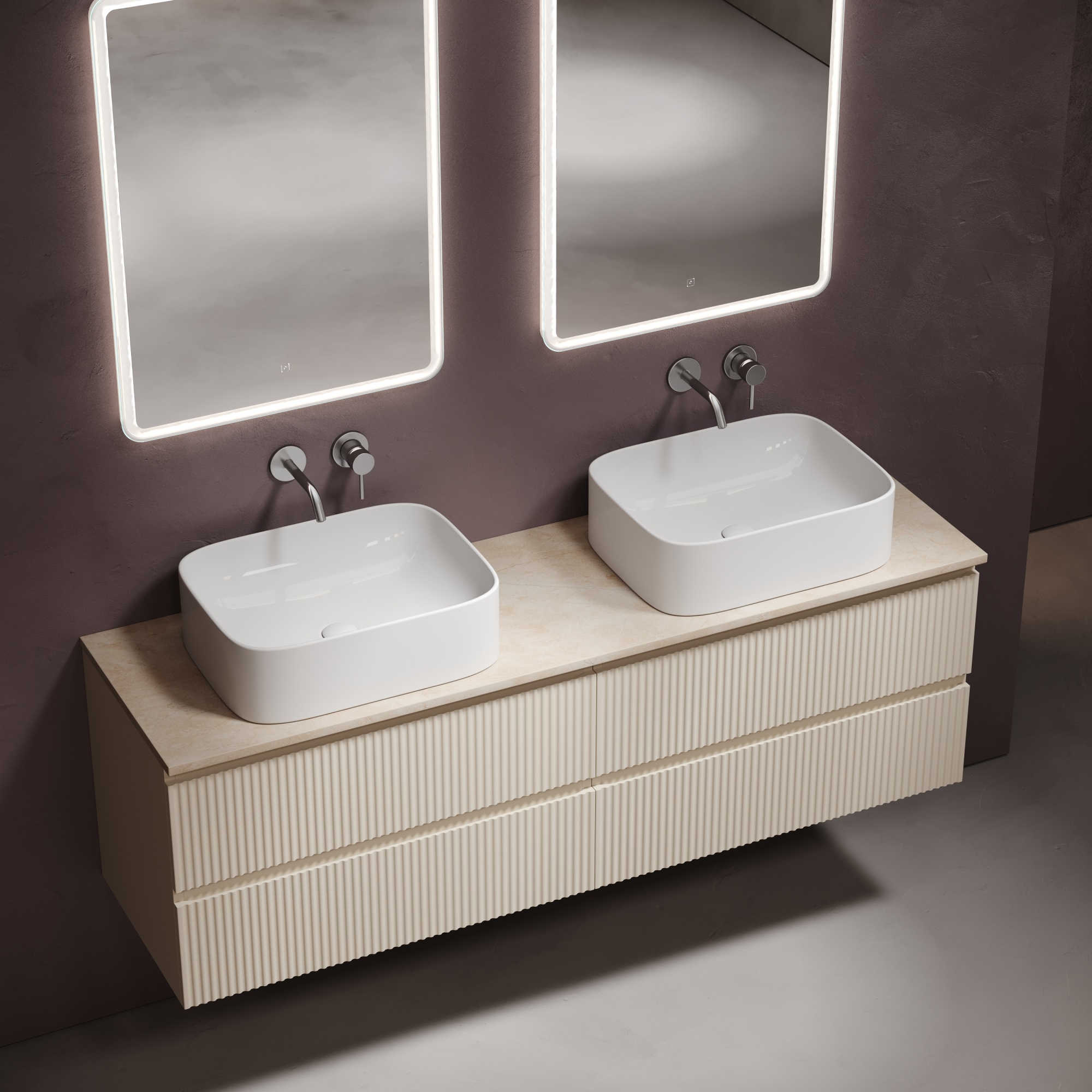 Столешница для ванной комнаты из керамогранита sancos kreman 1600х460 c отверстием под смеситель, арт.tt160a2x