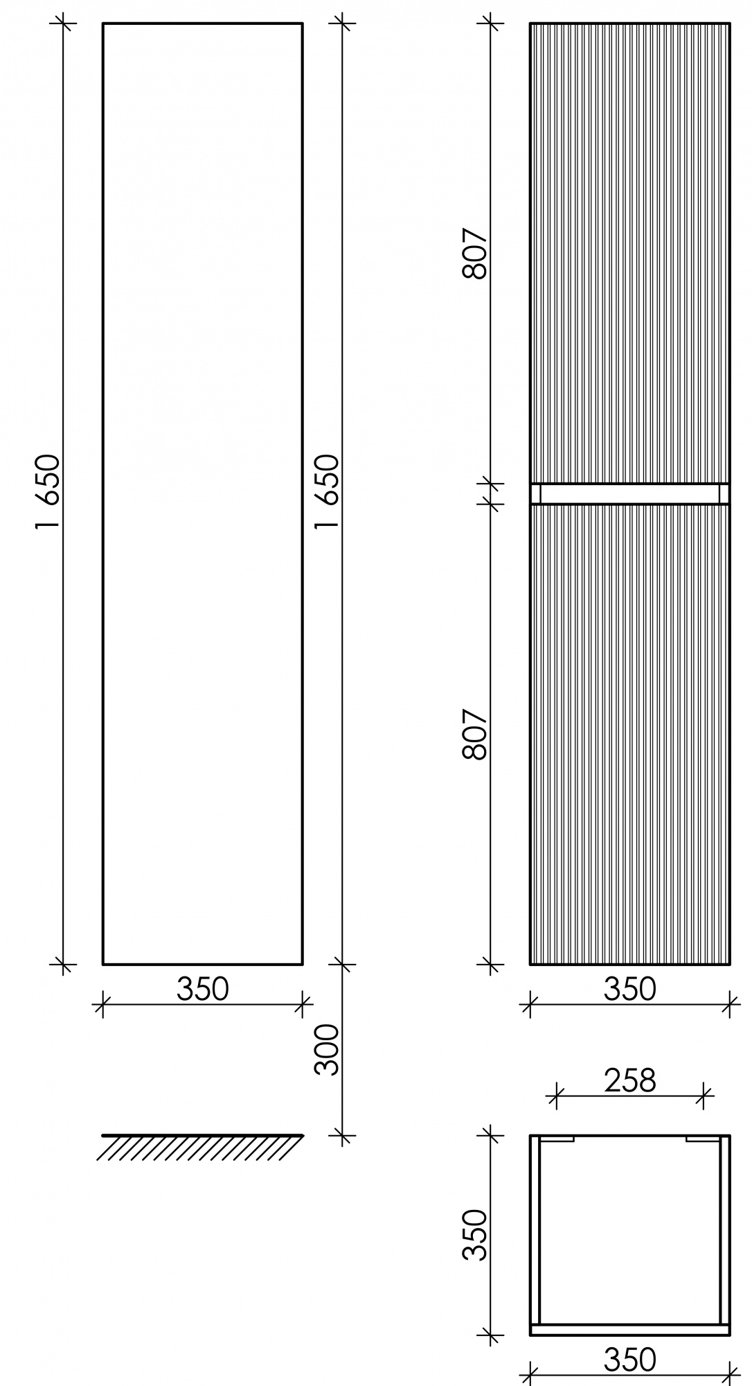 Шкаф-пенал sancos snob t подвесной beige soft, 350х350х1650 мм, арт. psnt35ce