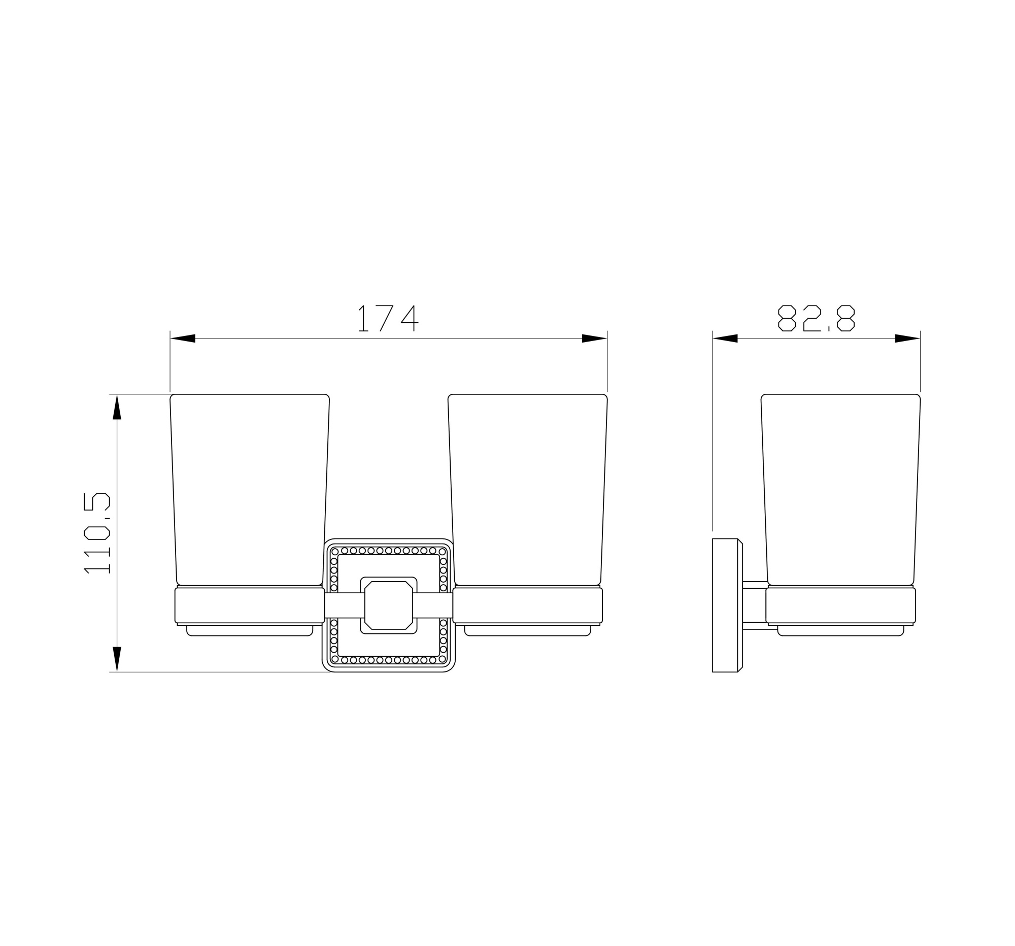 Два стакана для зубных щеток с держателем wonzon & woghand roma, бронза (ww-7228)