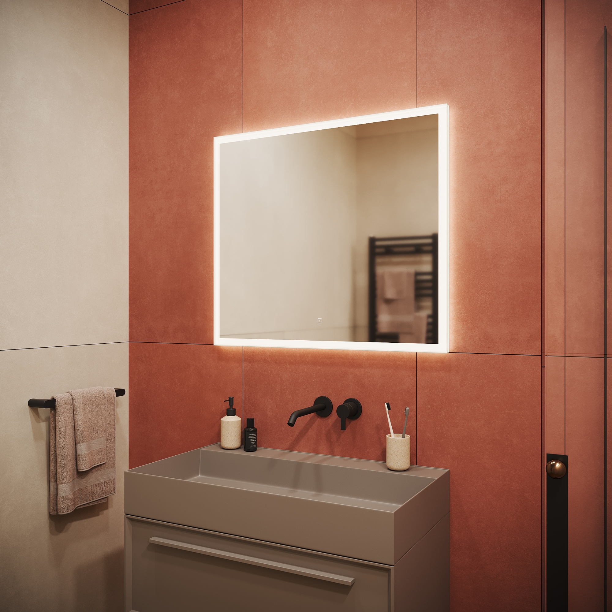 Зеркало для ванной комнаты  sancos palace 800х700 с подсветкой, арт. pa800