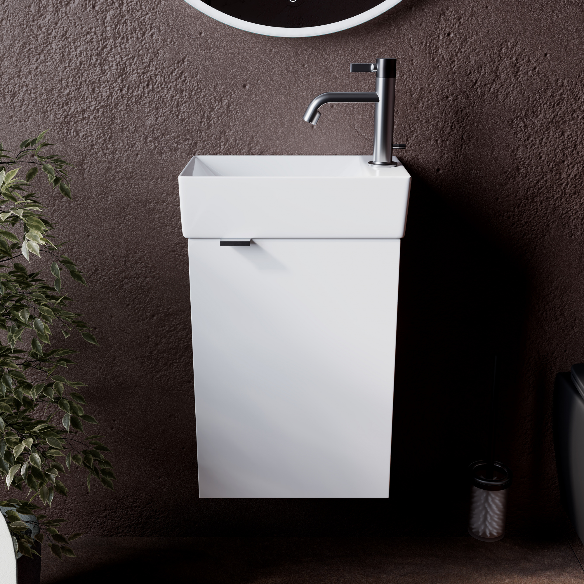 Тумба подвесная sancos mini 355х205х500, с распашной дверцей, внутри 1 полка, белый глянец , арт.mn35wr