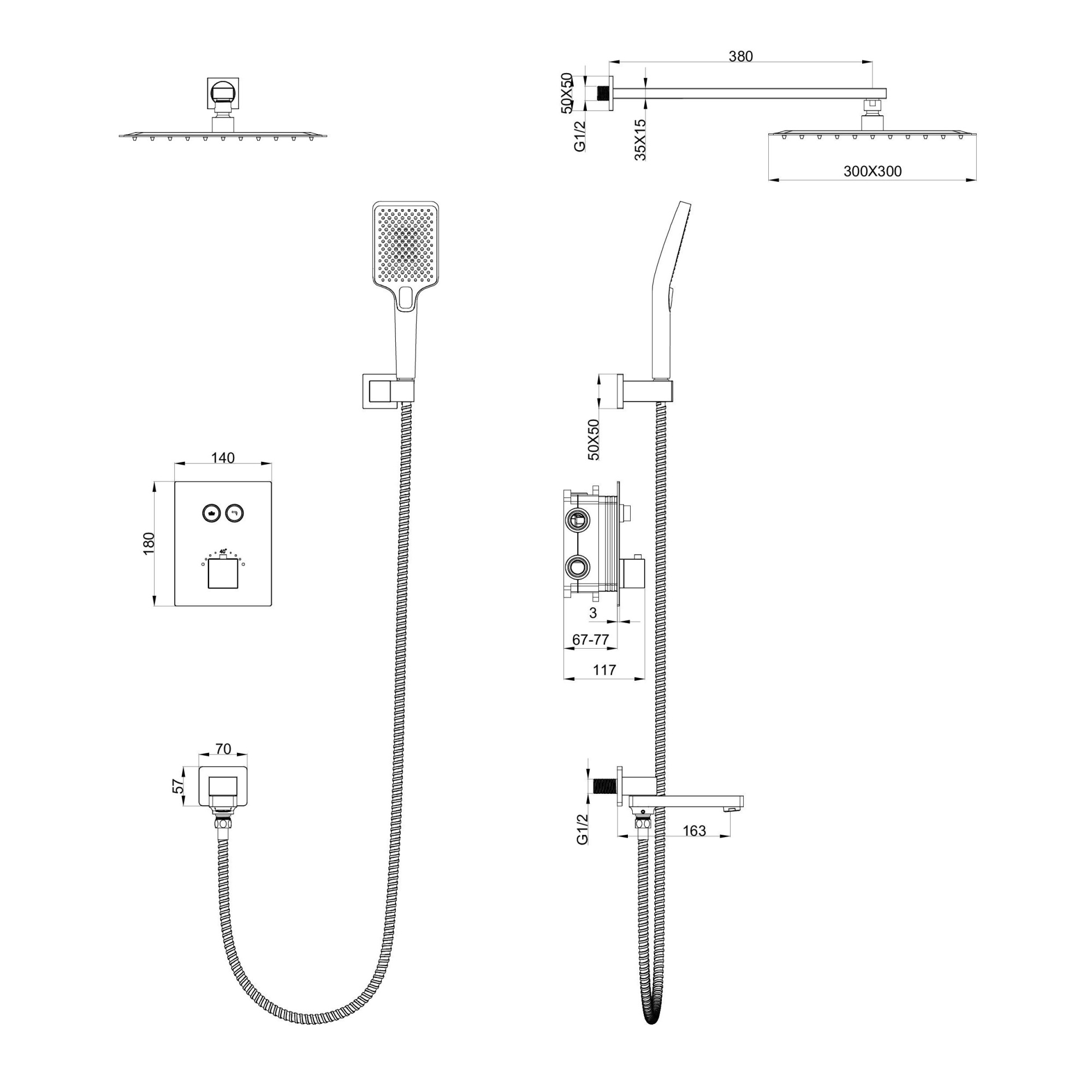 Душевая система wonzon & woghand diamond, брашированный никель (ww-88739011-bn)