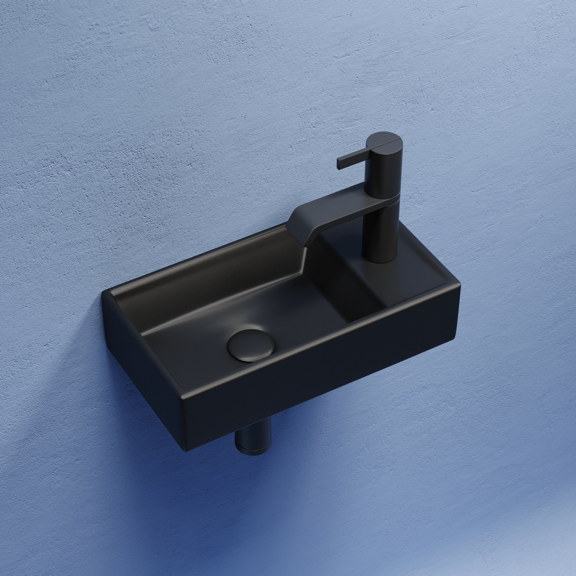 Умывальник подвесной прямоугольный (чаша слева, отверстие под смеситель справа) цвет черный матовый element 407x217x100