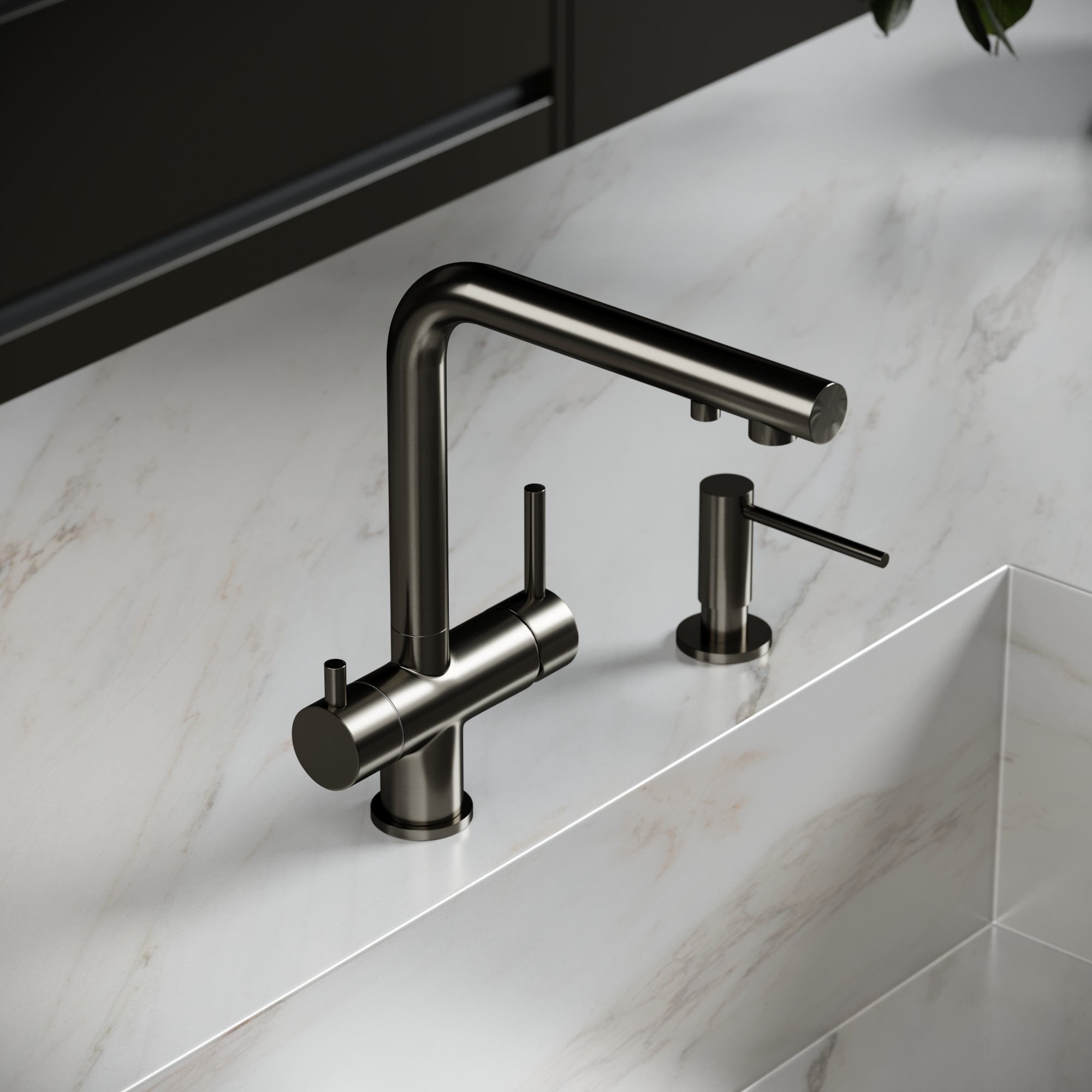 Смеситель для кухни SANCOS Foster с возможностью подключения фильтра для воды, цвет вороненая сталь, арт. SC4014GG