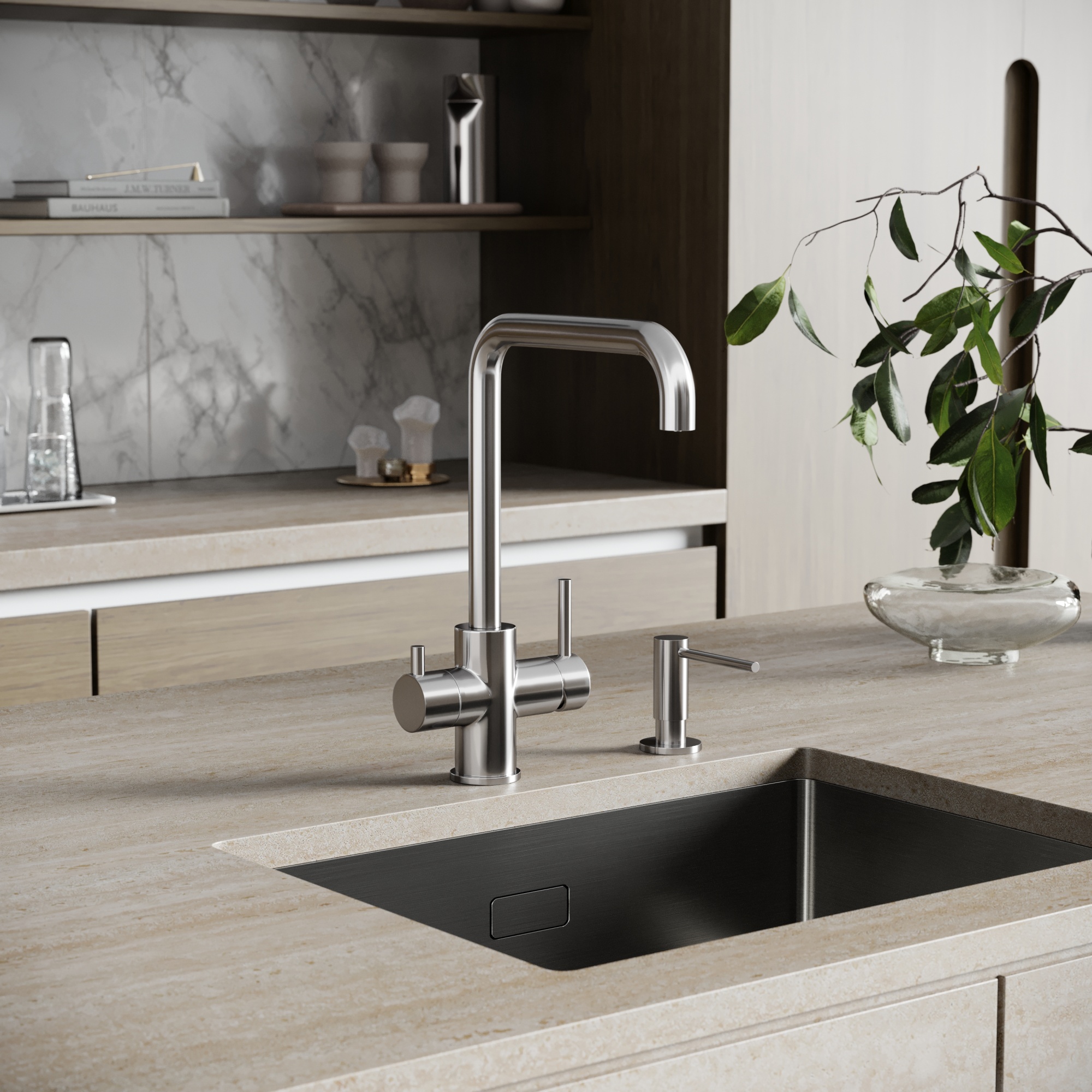 Смеситель для кухни SANCOS Vela с возможностью подключения фильтра для воды, цвет брашированный никель, арт. SC4013BN