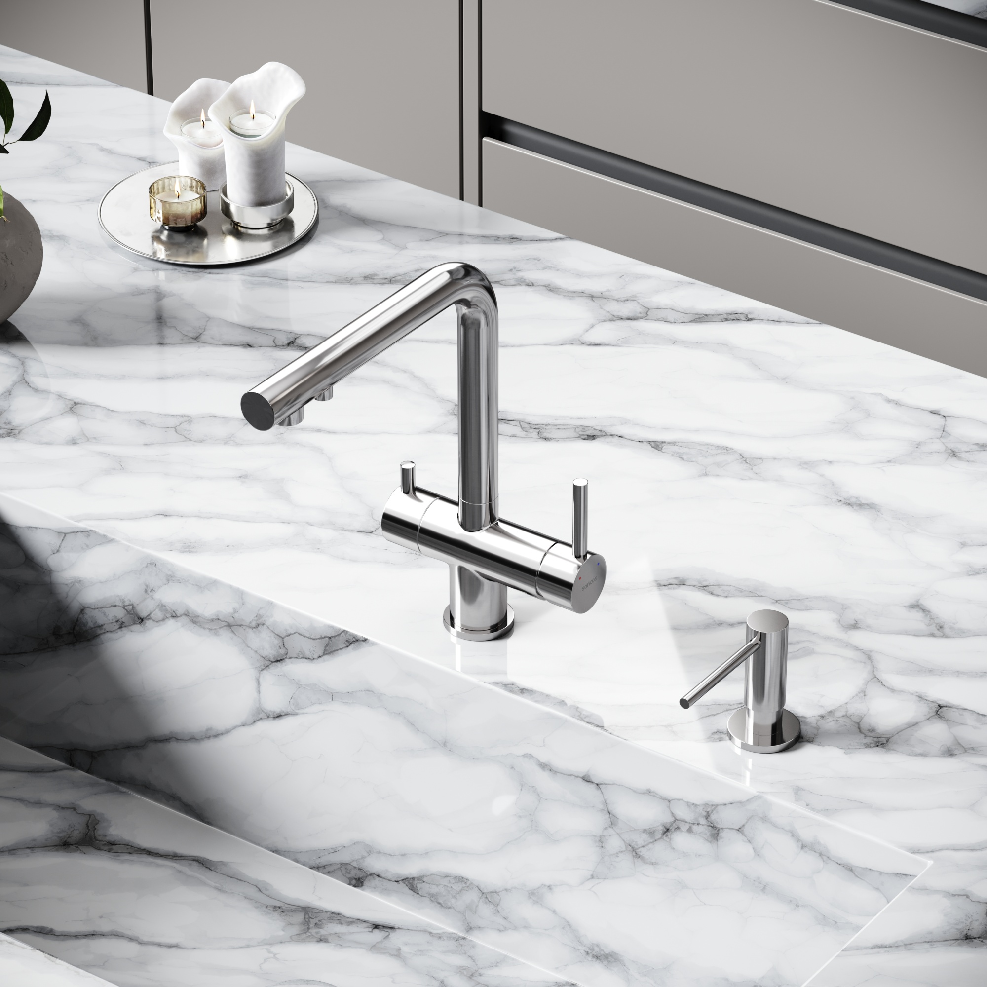 Смеситель для кухни SANCOS Foster с возможностью подключения фильтра для воды, цвет брашированный никель, арт. SC4014BN