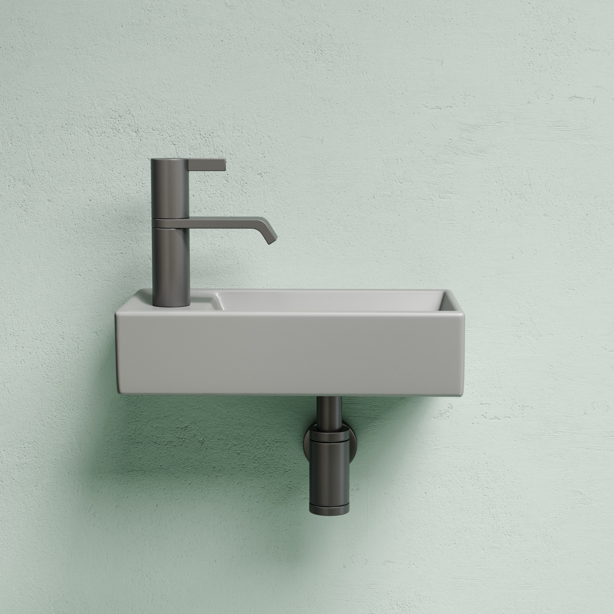 Умывальник подвесной прямоугольный (чаша справа, отверстие под смеситель слева) цвет антрацит матовый element 407x217x100