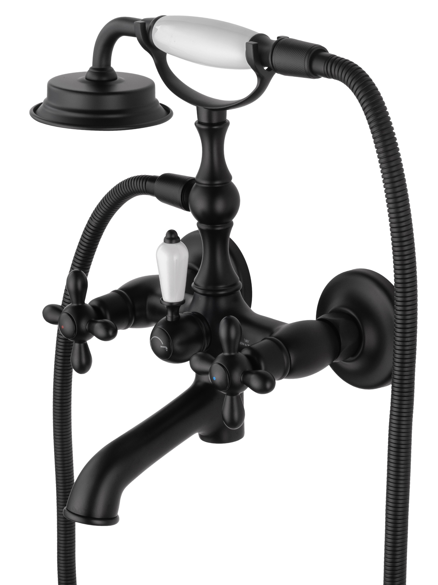 Смеситель для ванны с душем wonzon & woghand retro, черный матовый (ww-88639020-mb)