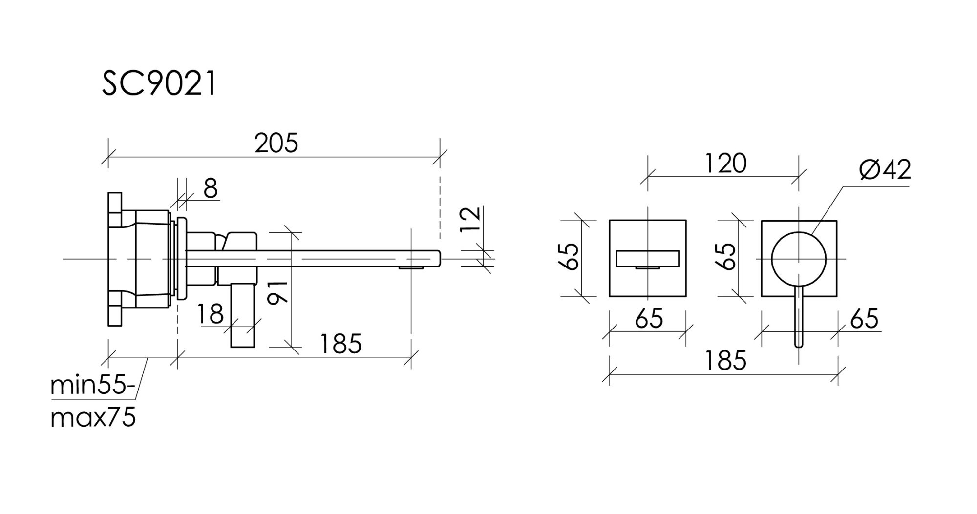 Смеситель для раковины SANCOS Linn c внутренней частью, брашированный никель, PVD покрытие, арт. SC9021BN