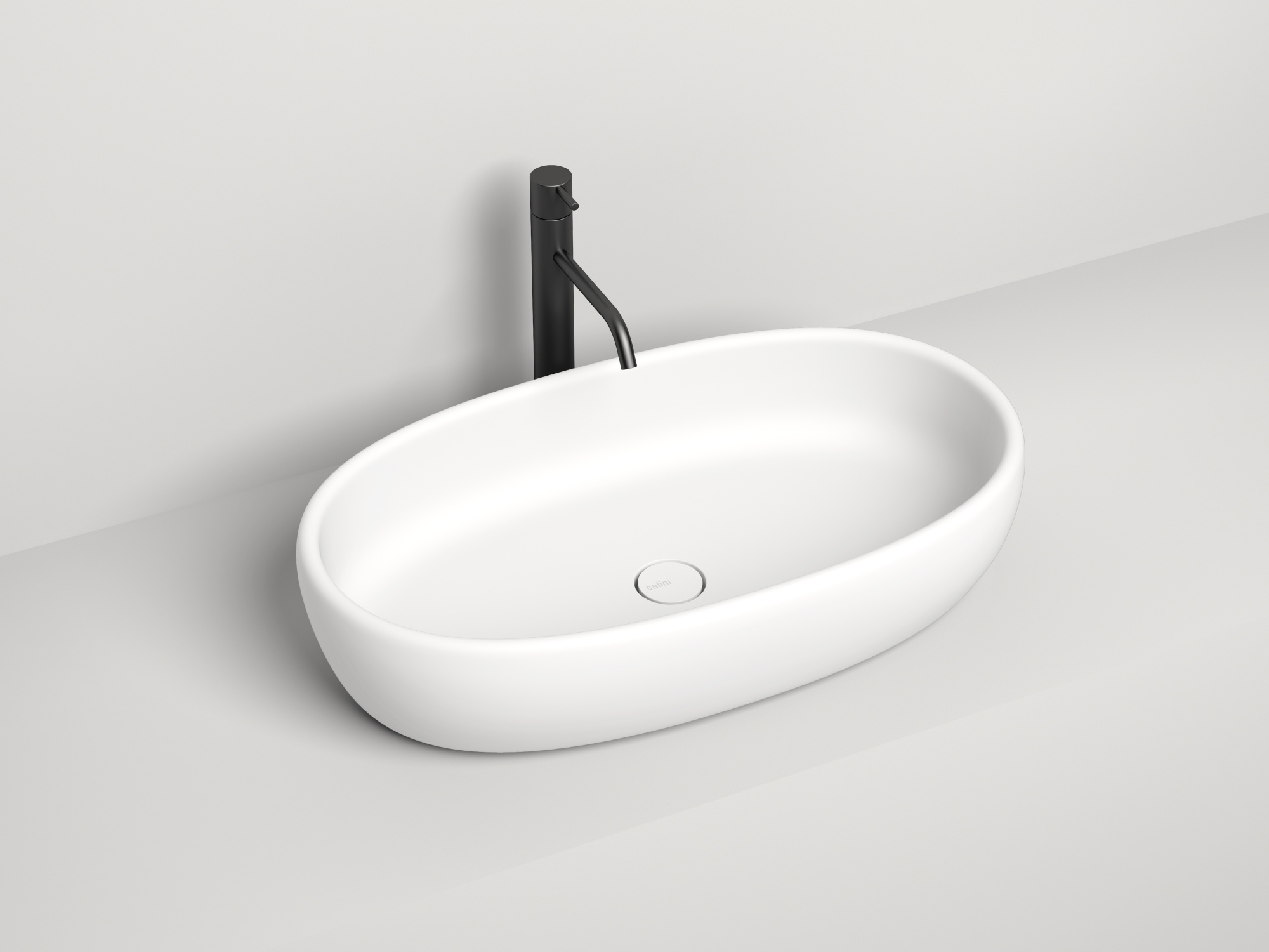 Раковина накладная luce матовая s-stone 690x395x155 белый salini