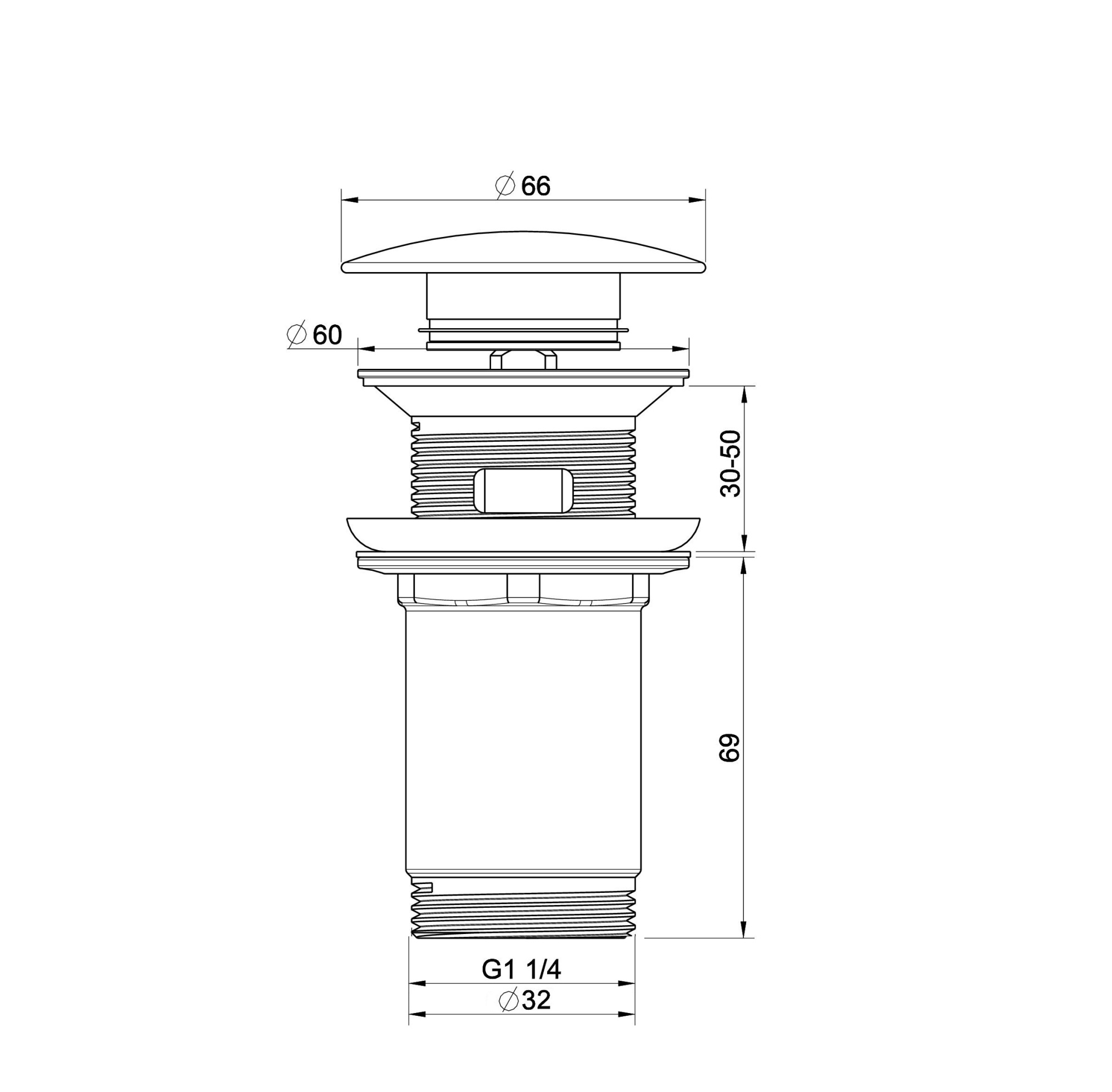 Донный клапан для раковины с переливом 1 1/4 wonzon & woghand, брашированное золото (ww-88ss09-bg)