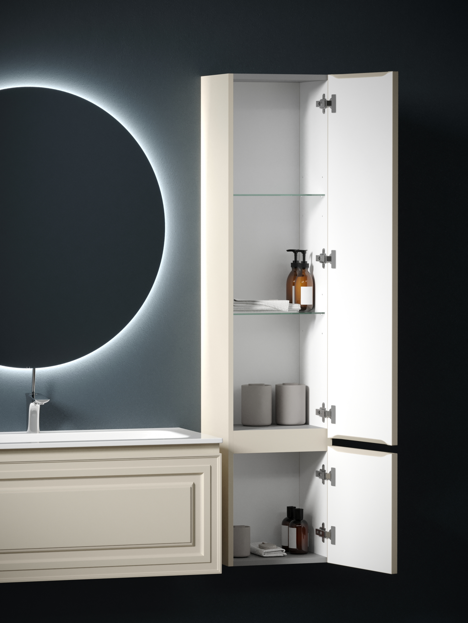 Шкаф-пенал sancos very подвесной правый,  beige soft , 350х300х1600 мм, арт. pvr35rce