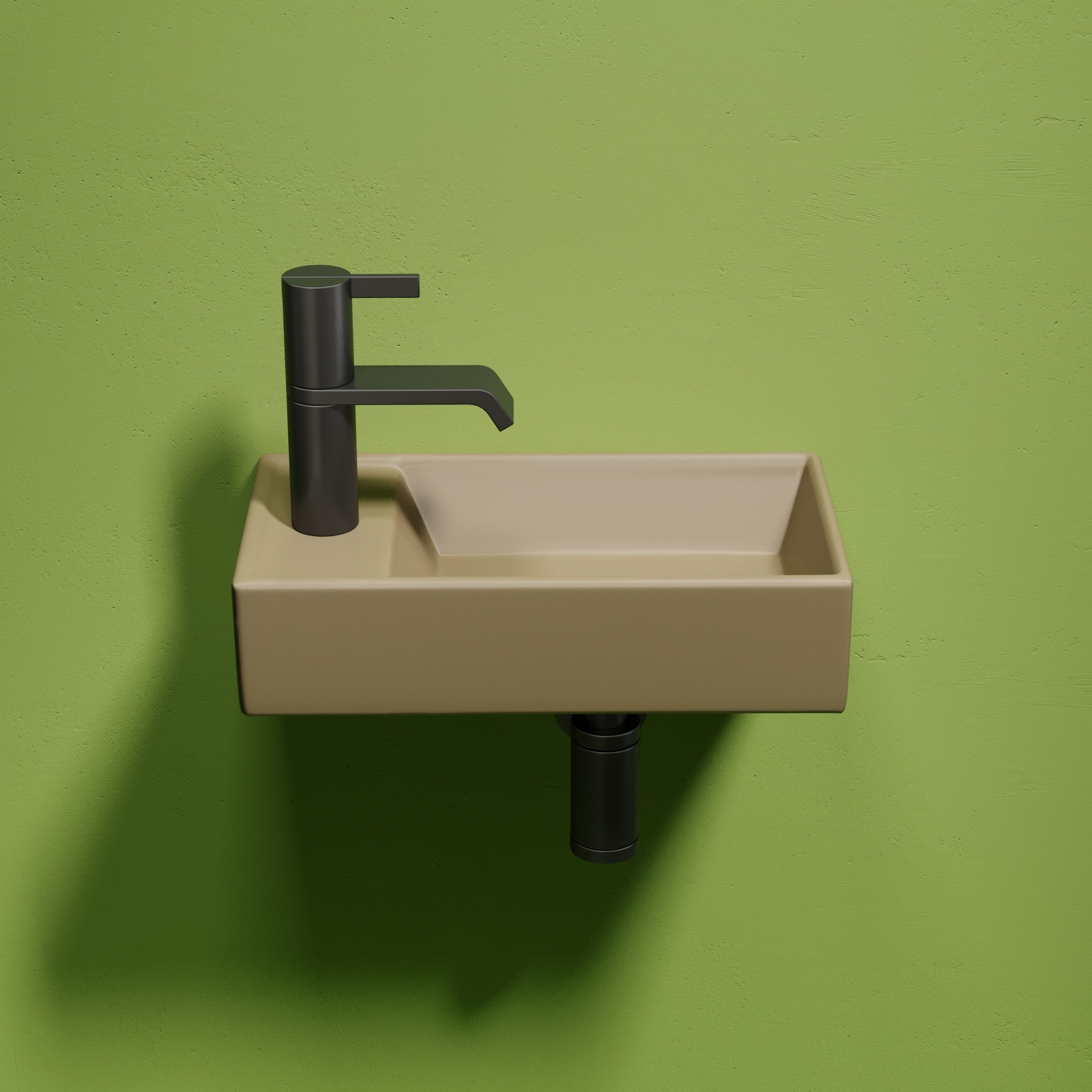 Умывальник подвесной прямоугольный (чаша справа, отверстие под смеситель слева) цвет капучино матовый element 407x217x100