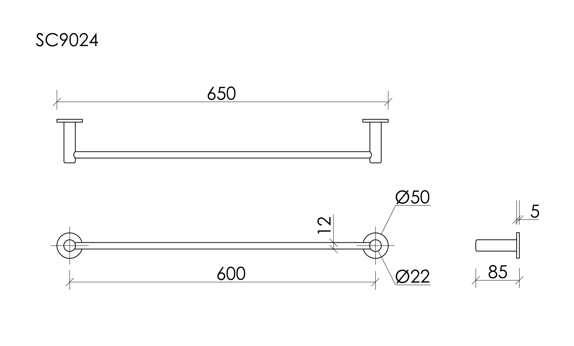 Полотенцедержатель SANCOS Base, брашированный никель, PVD покрытие, арт. SC9024BN