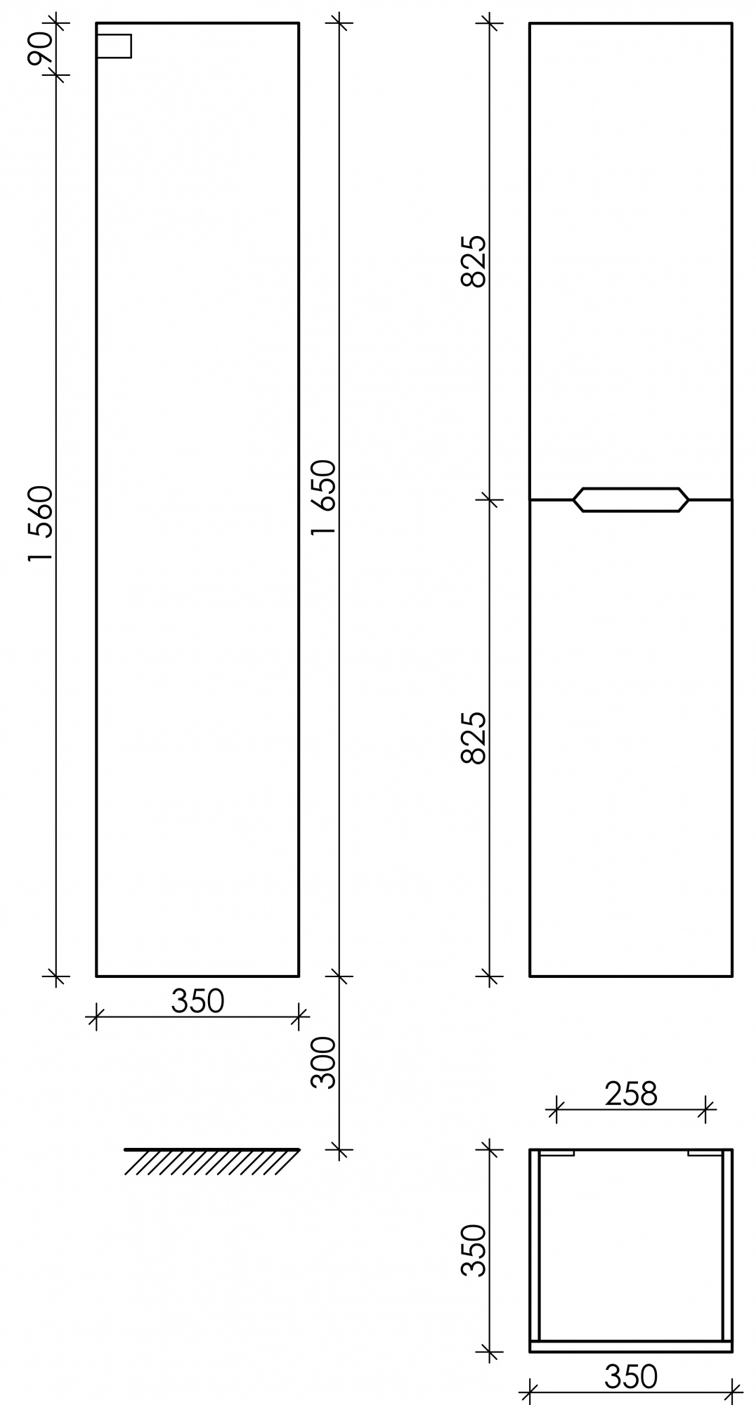 Шкаф-пенал sancos norma 2.0 подвесной белый глянец, 350х350х1650 мм, арт. pnr2.035w