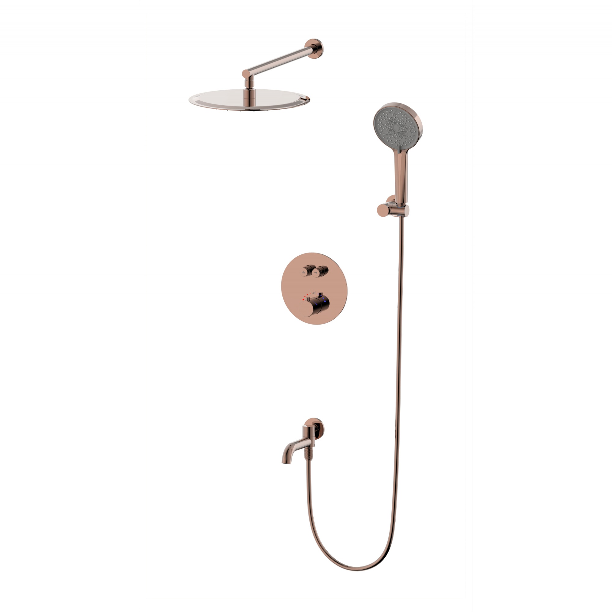 Душевая система с тремостатом wonzon & woghand stick, розовое золото (ww-88929010-rg)