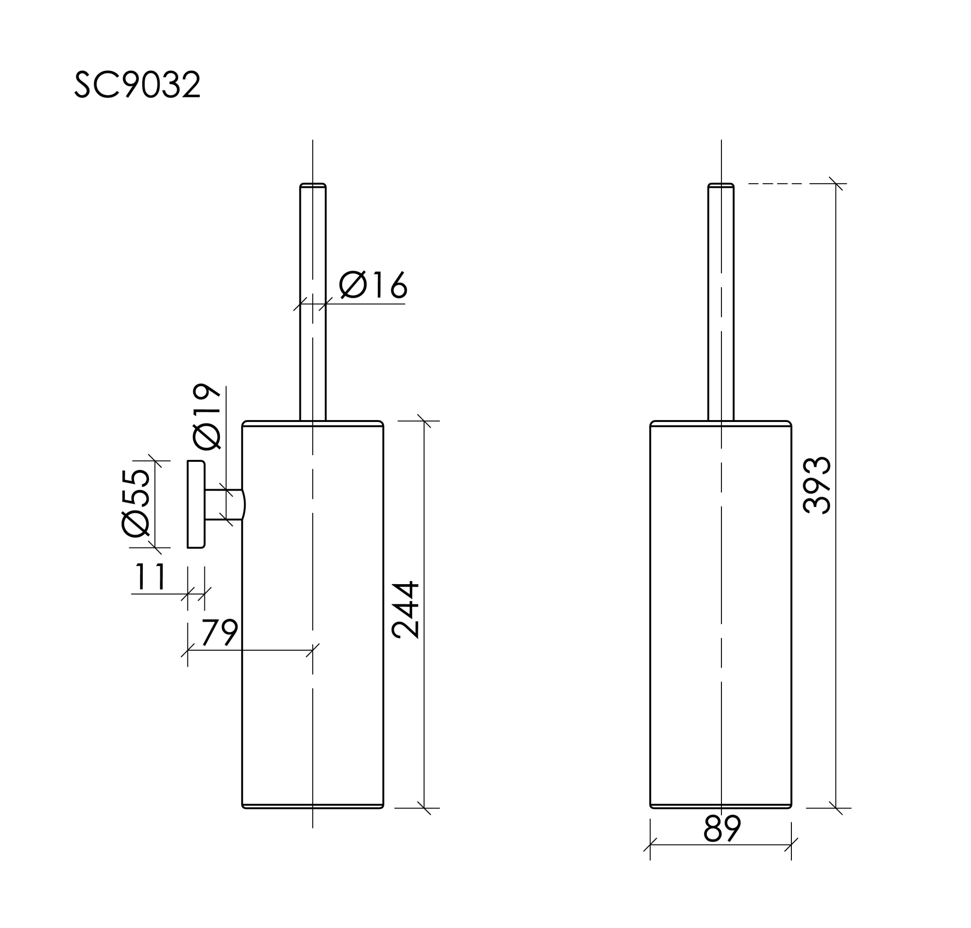 Ершик SANCOS Base брашированный никель, PVD покрытие, арт. SC9032BN