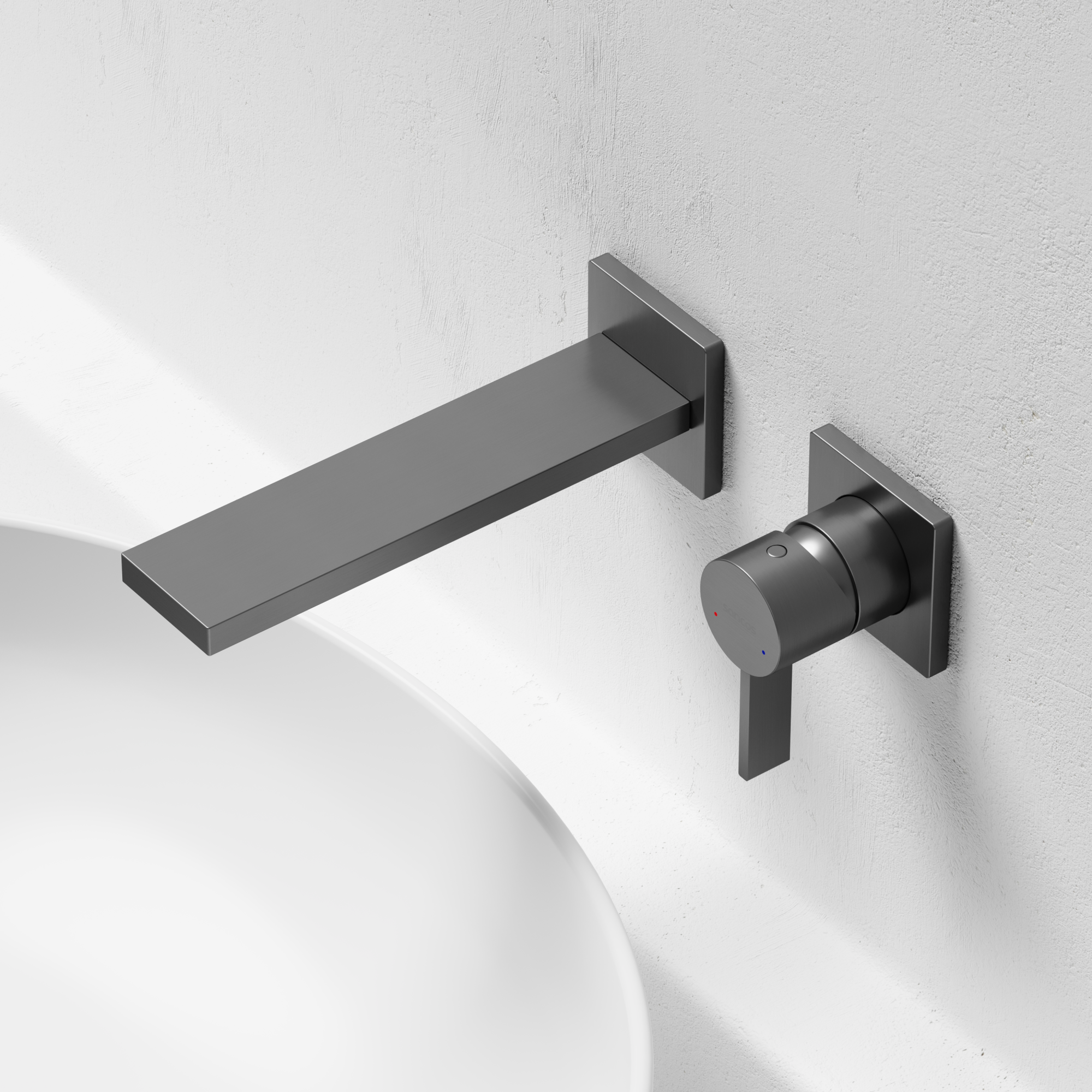 Смеситель для раковины sancos linn c внутренней частью, вороненая сталь, арт. sc9021gg