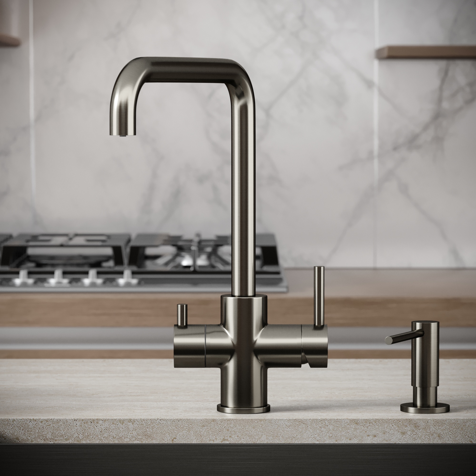 Смеситель для кухни SANCOS Vela с возможностью подключения фильтра для воды, цвет вороненая сталь, арт. SC4013GG