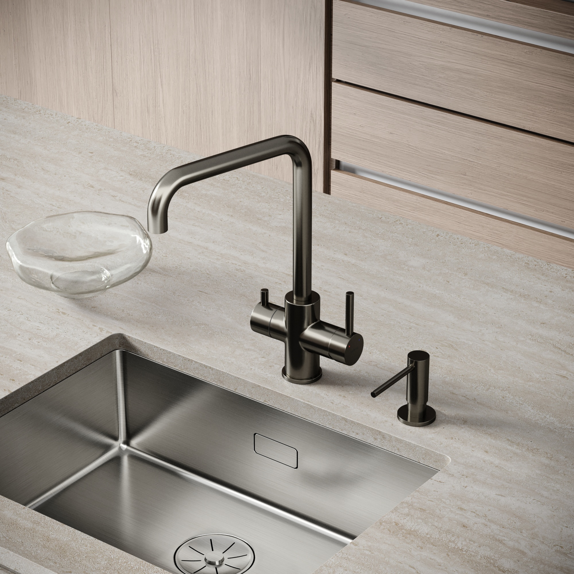 Смеситель для кухни SANCOS Vela с возможностью подключения фильтра для воды, цвет вороненая сталь, арт. SC4013GG