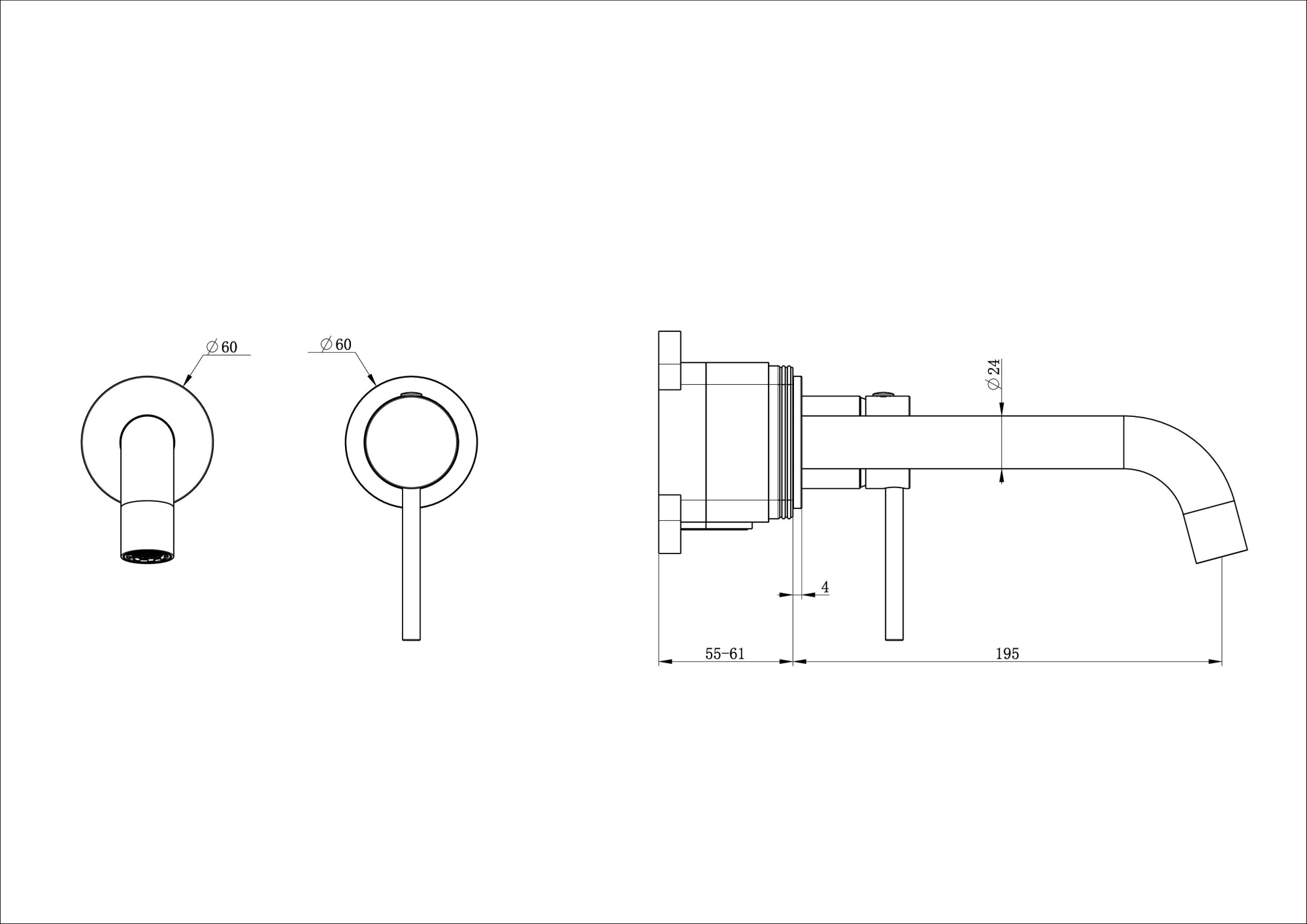 Смеситель для раковины встраиваемый wonzon & woghand stick, хром (ww-88869017-cr)