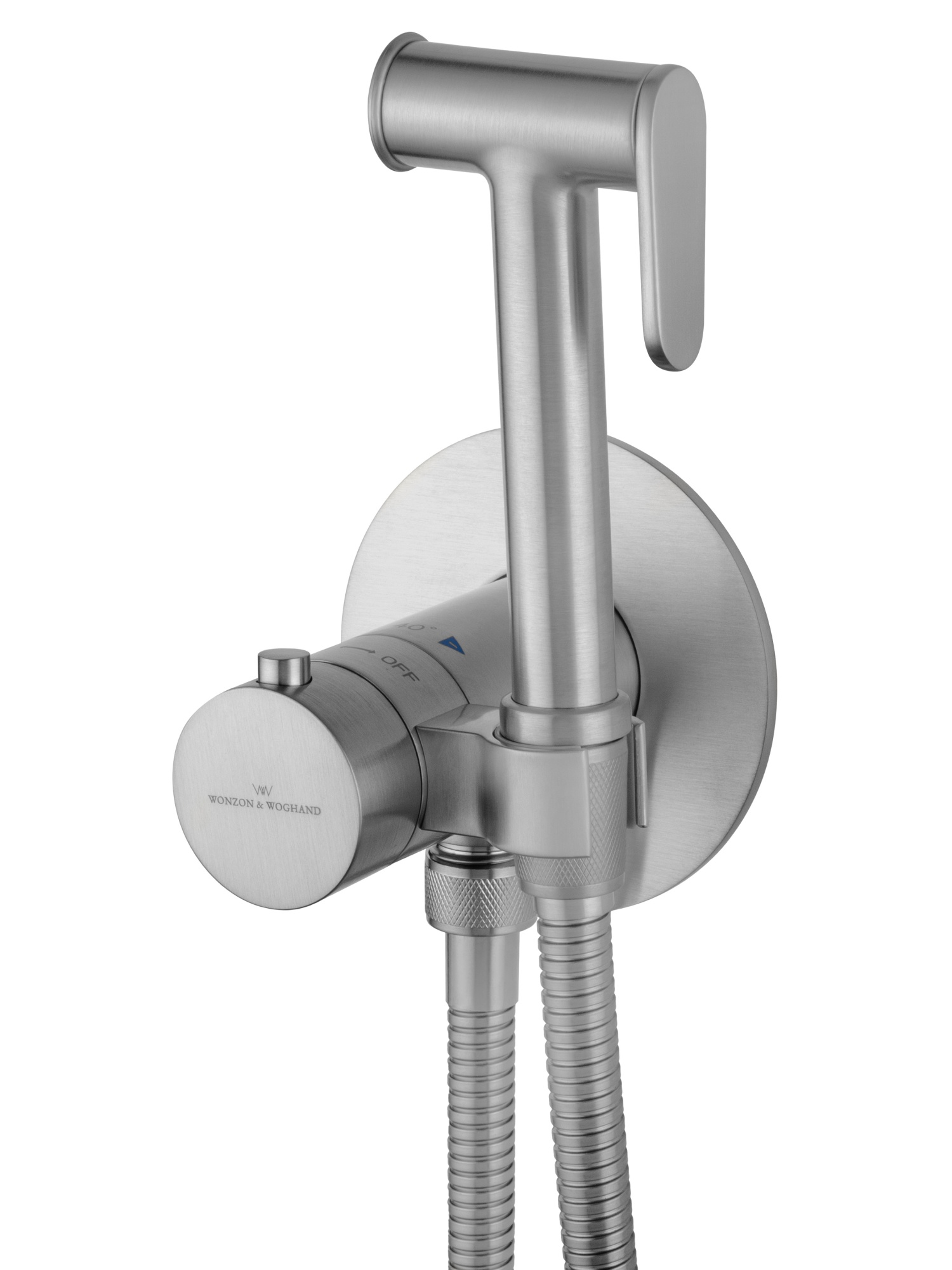 Смеситель с гигиеническим душем и термостатом встраиваемый wonzon & woghand, брашированный никель (ww-88829909-bn)