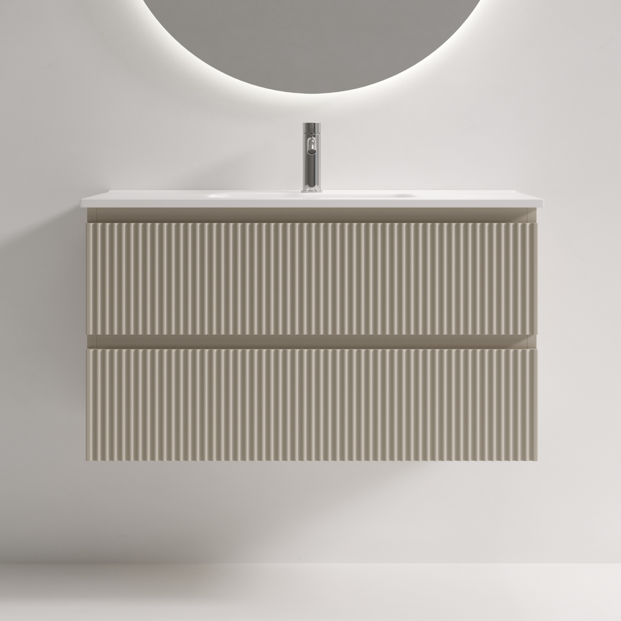 Тумба подвесная SANCOS Snob R 890х390х500, c двумя ящиками оснащенными доводчиками, Beige Soft , арт.SNR90/39CE