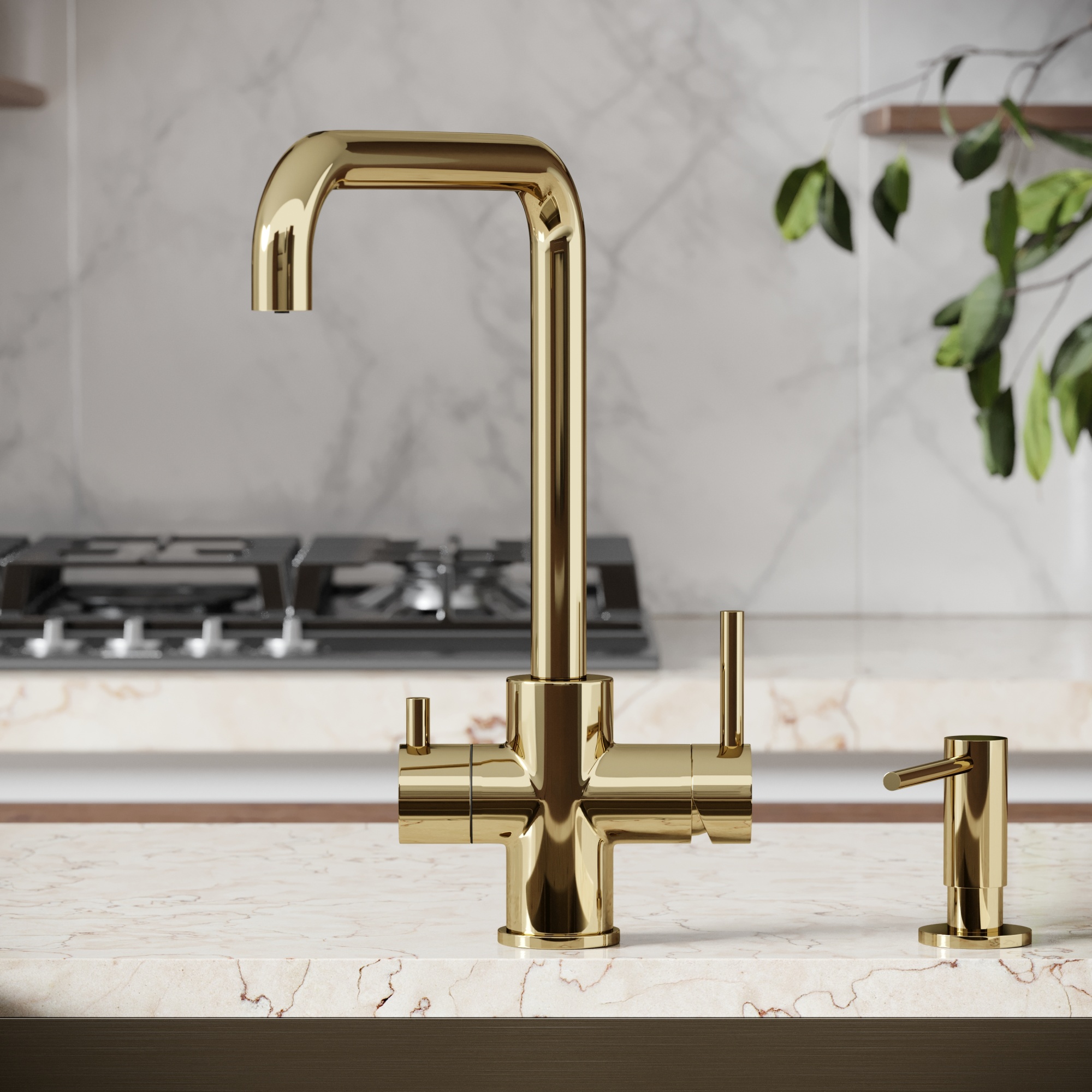 Смеситель для кухни SANCOS Vela с возможностью подключения фильтра для воды, цвет полированное золото, арт. SC4013ZG