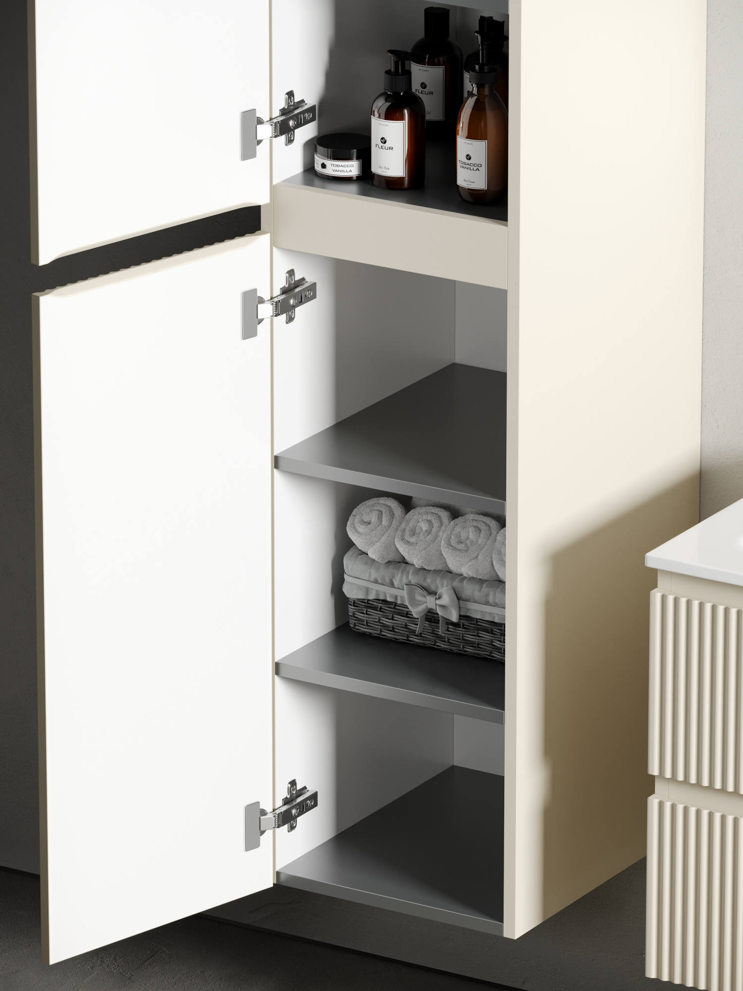 Шкаф-пенал sancos snob r подвесной beige soft, 350х350х1650 мм, арт. psnr35ce