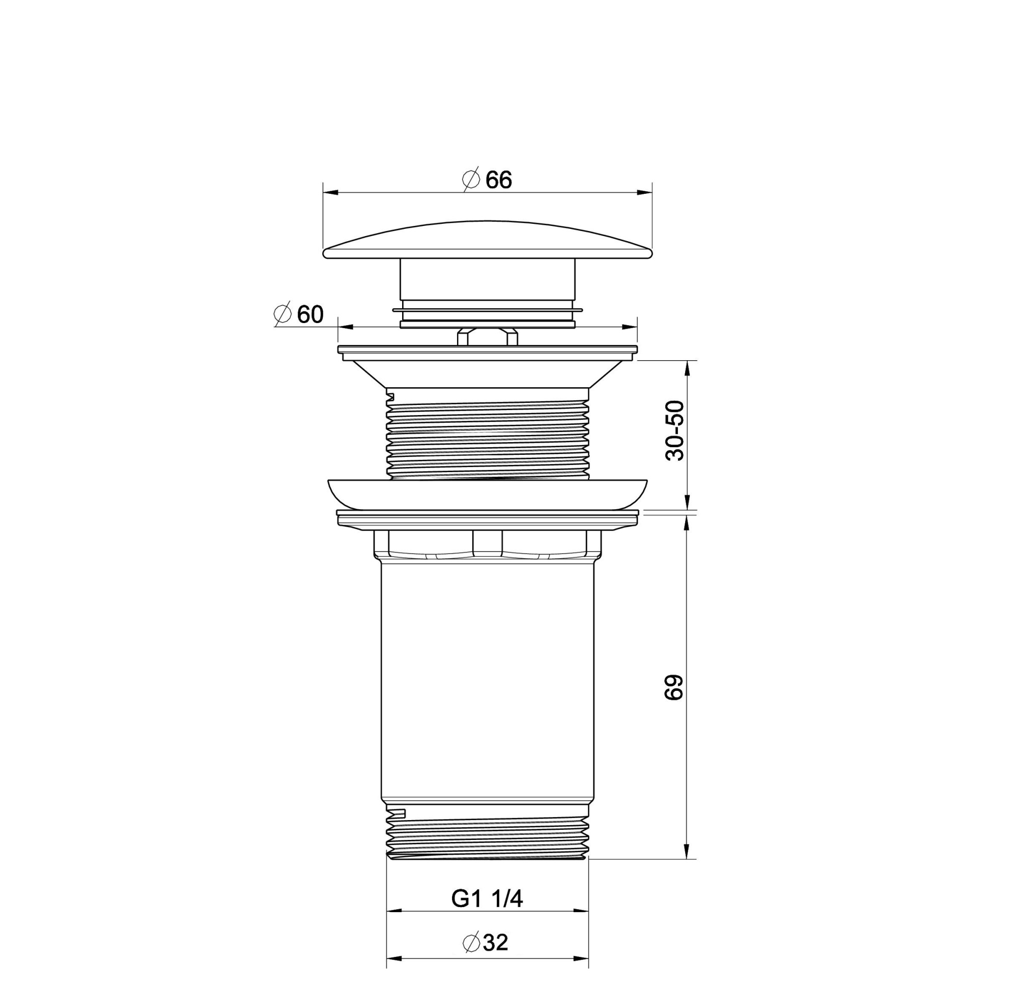 Донный клапан для раковины 1 1/4 wonzon & woghand, хром (ww-88ss09-cr)
