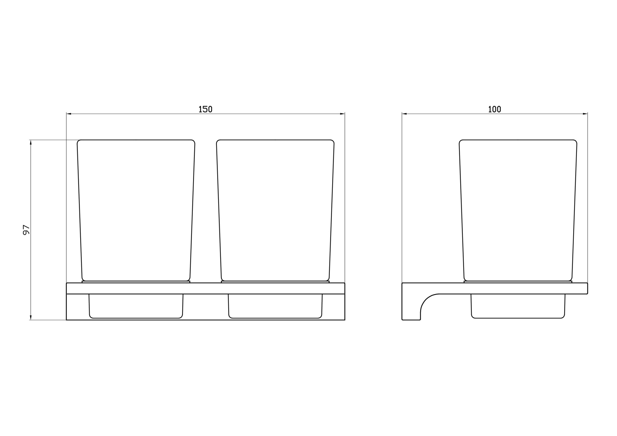 Два стакана для зубных щеток с держателем wonzon & woghand eclipse, черный (ww-9128-bl)