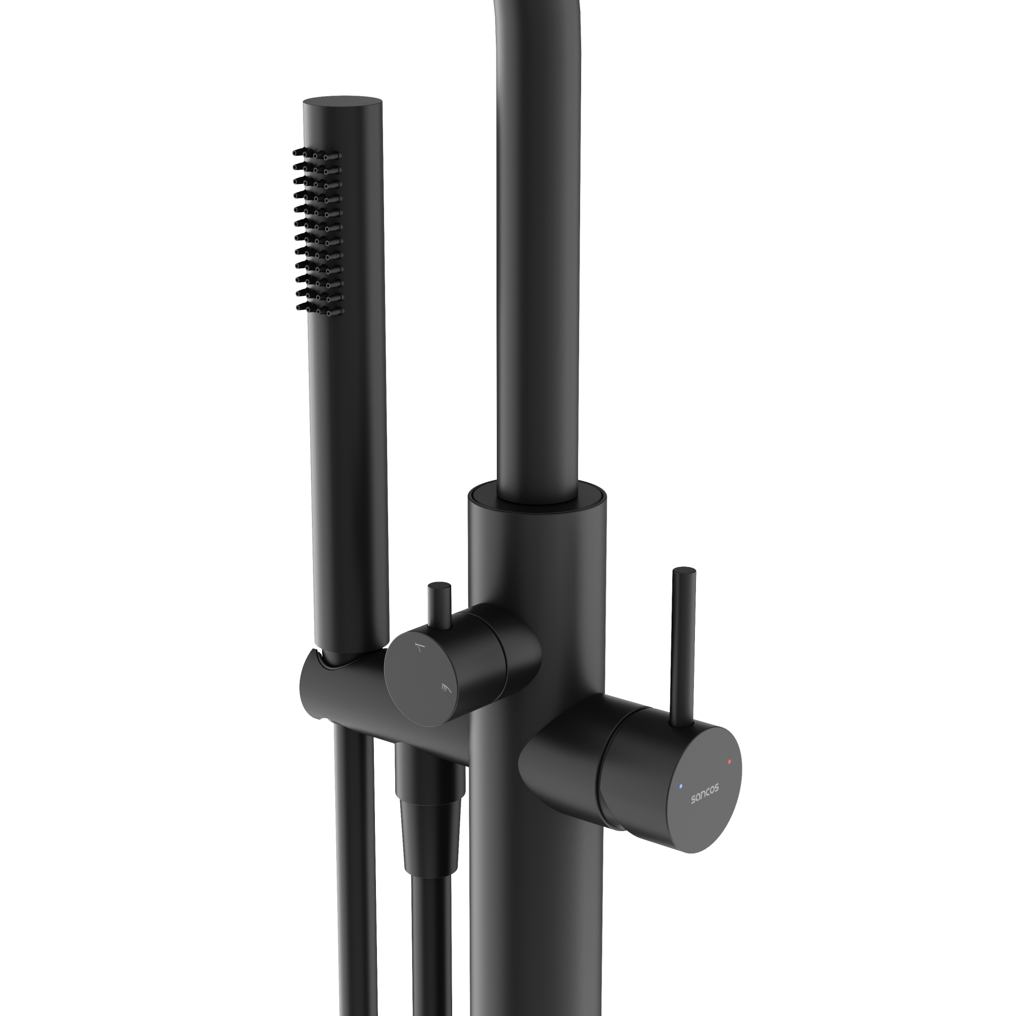 Смеситель для ванны напольный sancos etna, черный матовый, арт. sc9009mb